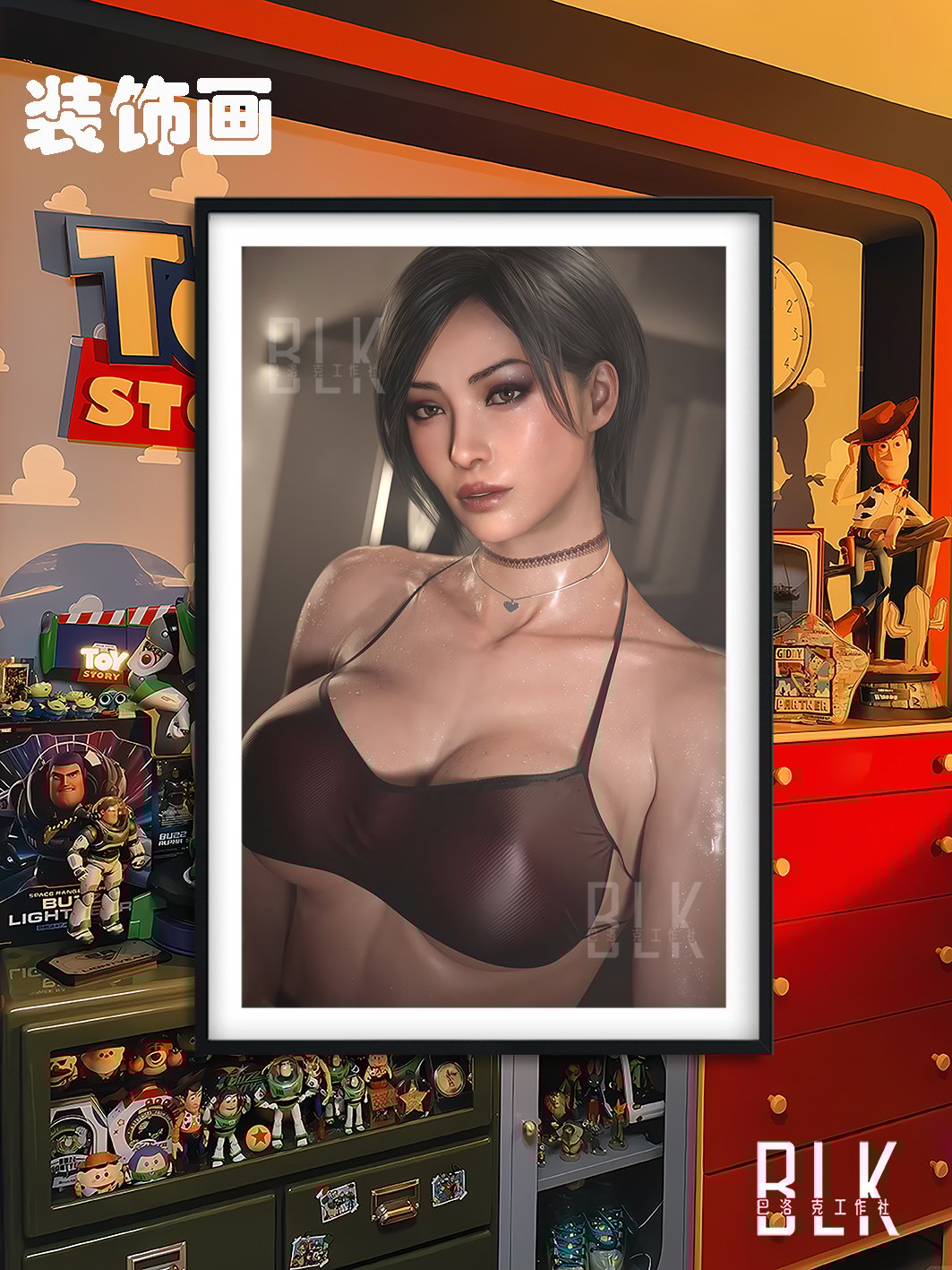 【週邊】巴洛克－惡靈古堡 健身艾達王 裝飾畫&冰箱貼