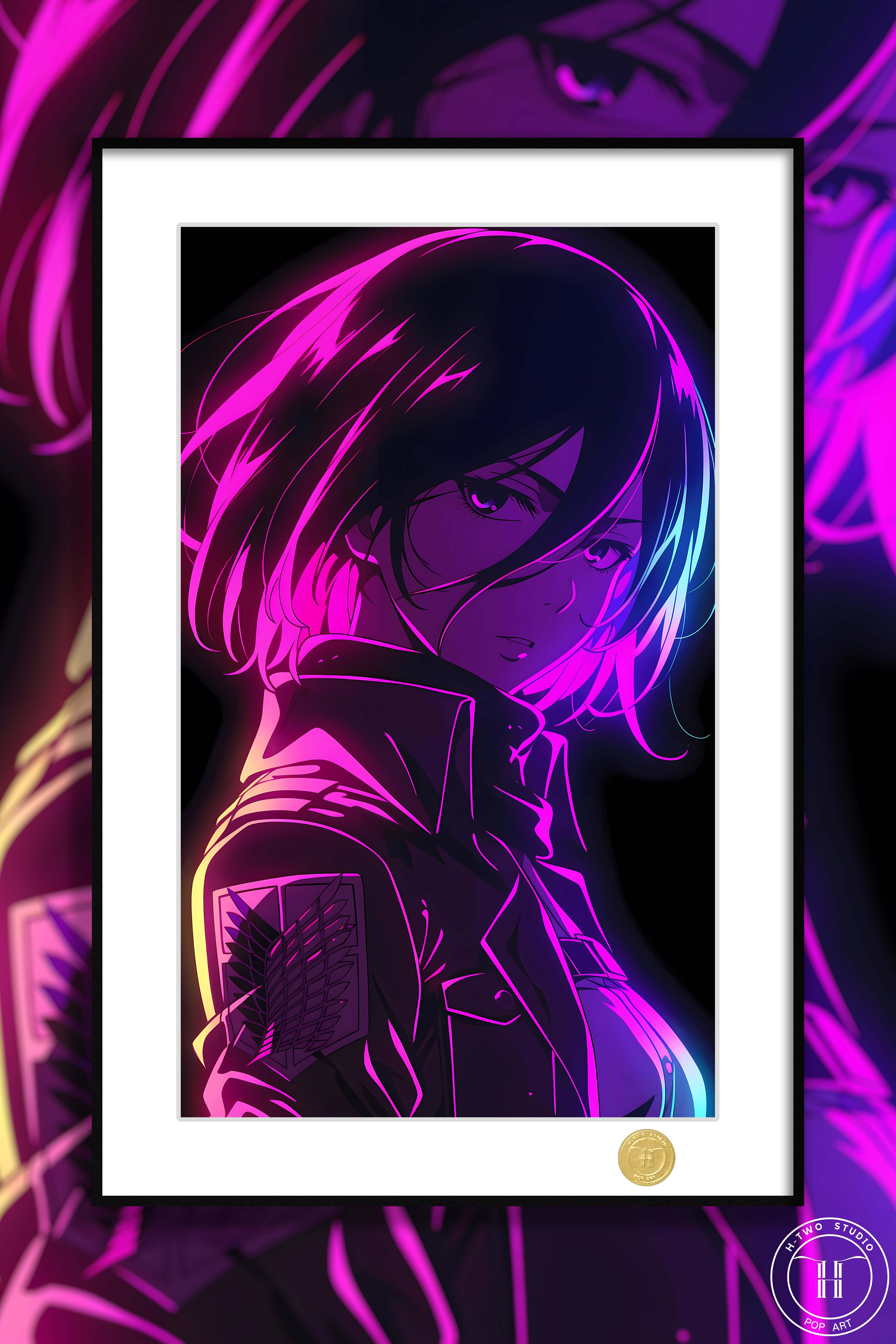 【週邊】H2工作室-賽博三笠 進擊的巨人三笠阿克曼裝飾畫