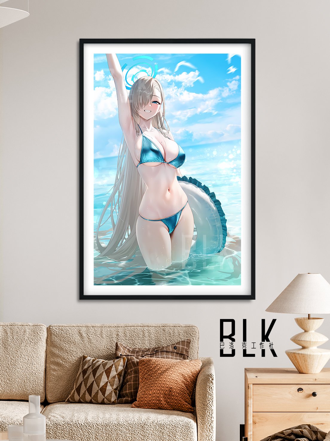 【週邊】巴洛克－蔚藍檔案 泳圈明日奈 裝飾畫&冰箱貼