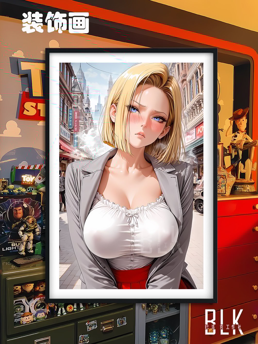 【週邊】巴洛克－七龍珠 羞澀18號 裝飾畫＆冰箱貼