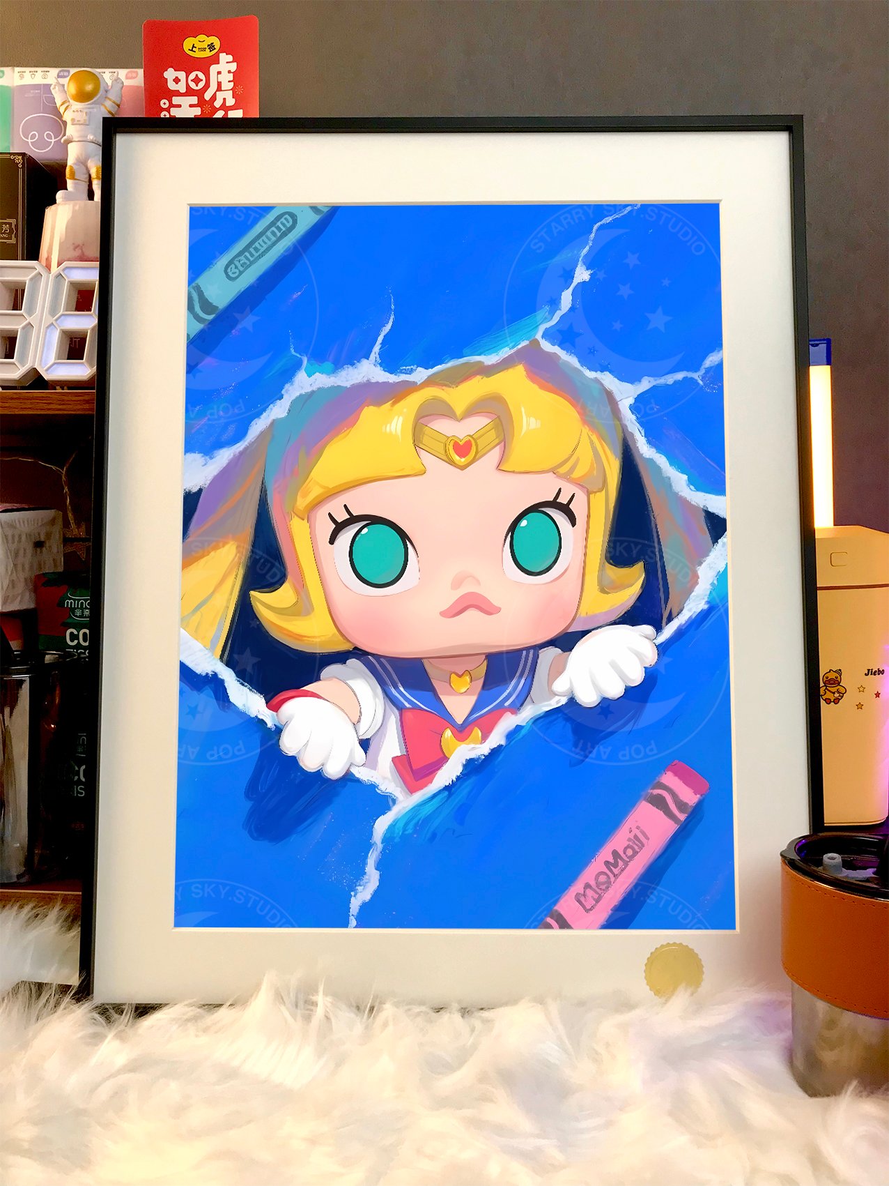 【週邊】星空工作室-塗鴉molly 泡泡瑪特茉莉潮流藝術版畫動畫二次元裝飾畫