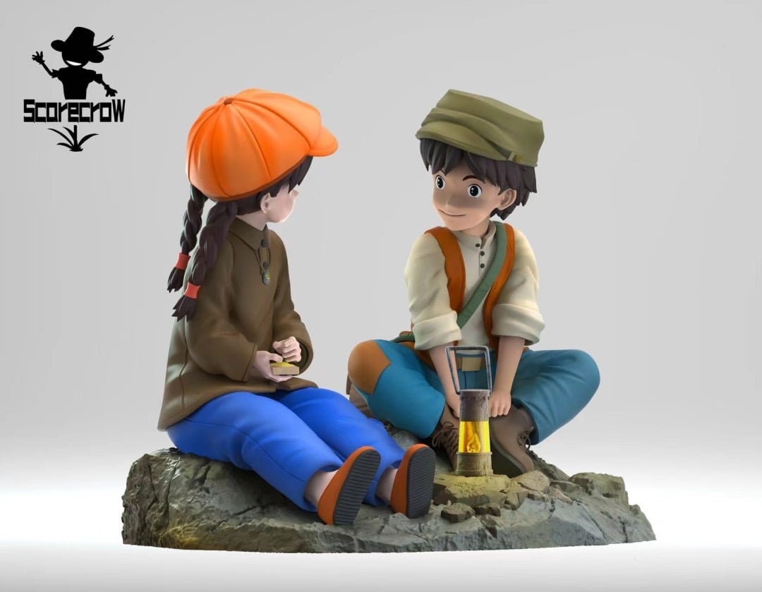 【宮崎駿】稻草人工作室-天空之城 油燈旁的希達與巴魯