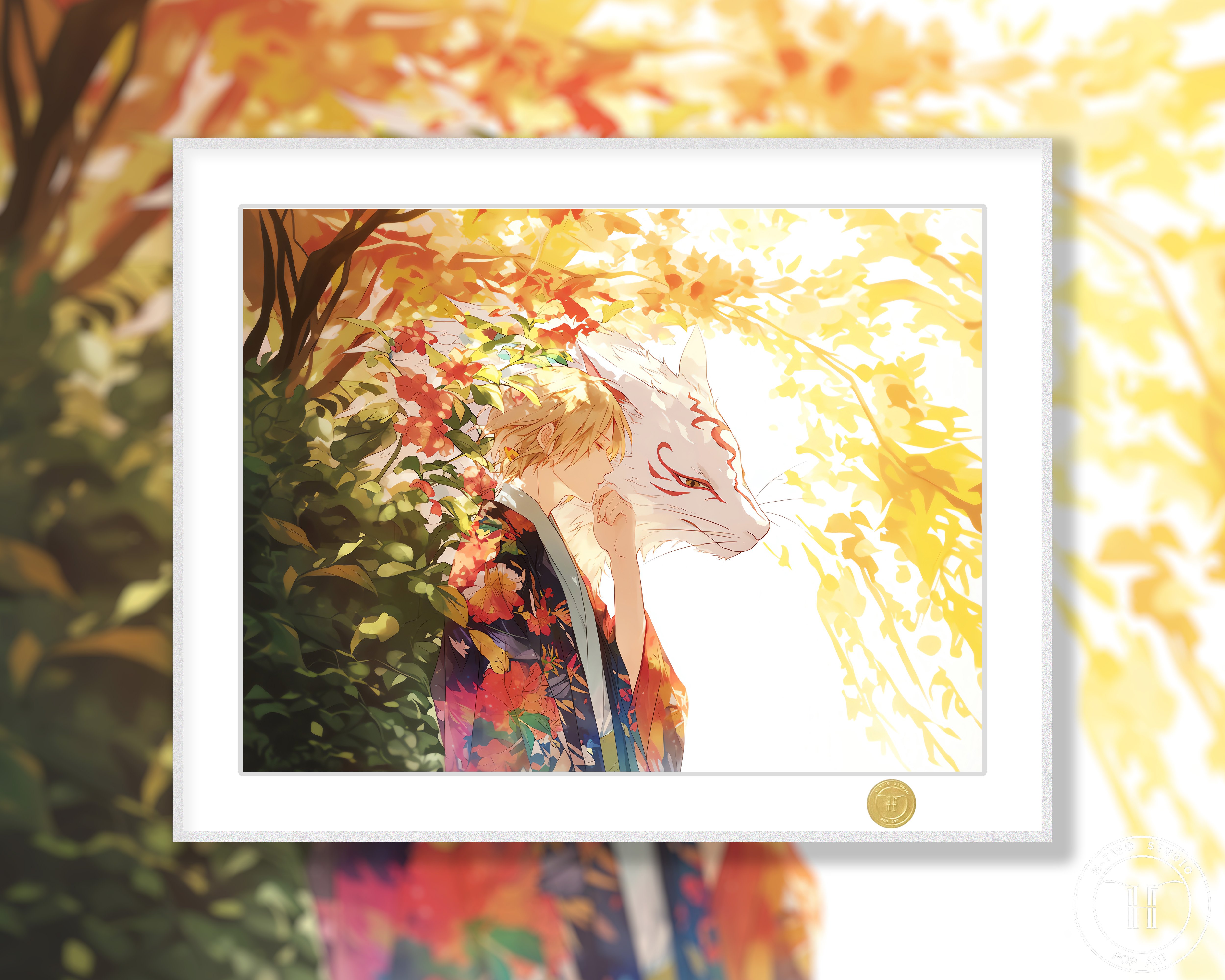 【週邊】H2工作室-夏目友人帳 夏目貴志斑貓咪老師動漫二次元裝飾畫