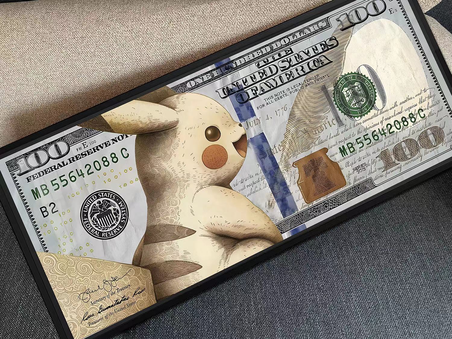 【週邊】千鳥社-寶可夢皮卡丘美元潮流招財裝飾畫