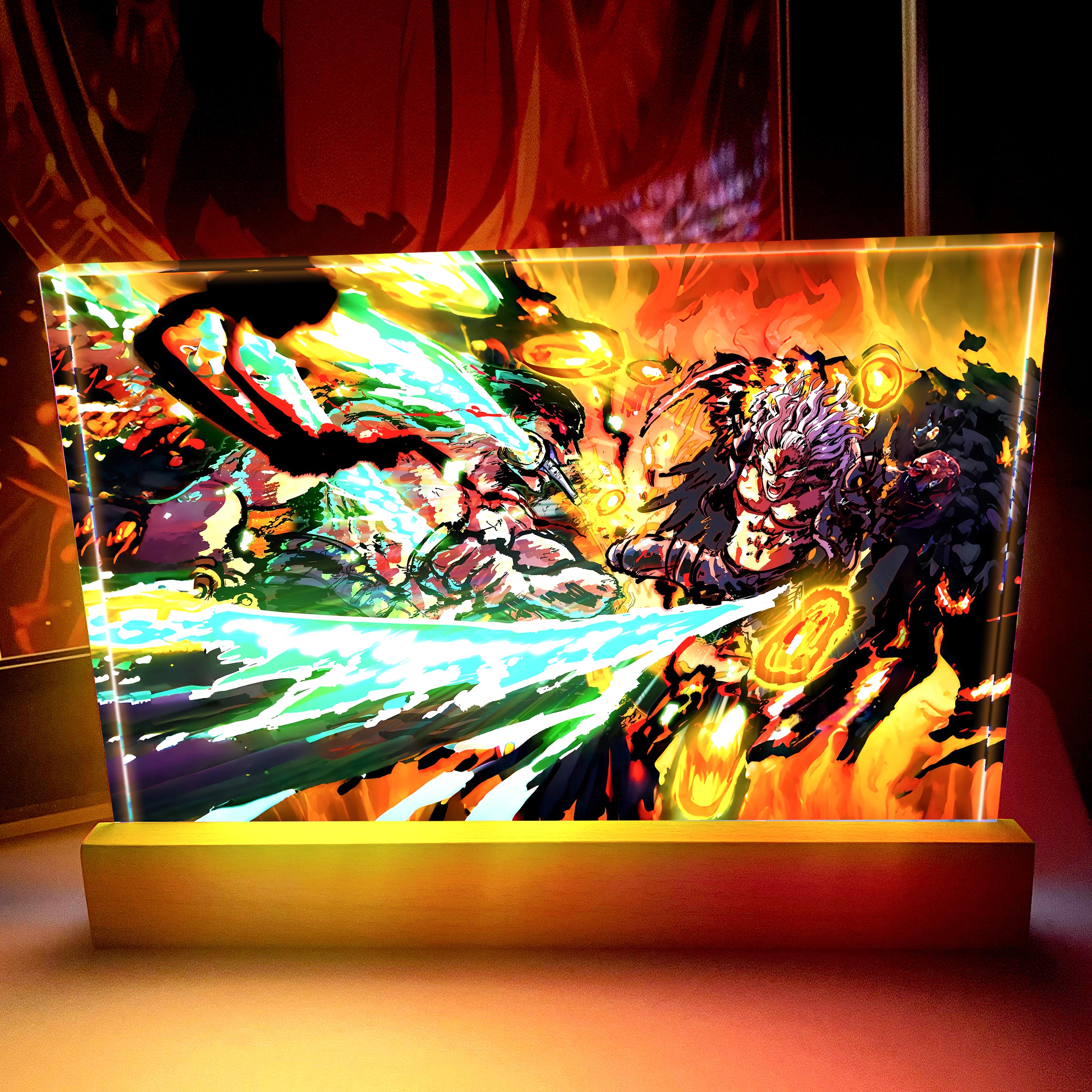 【週邊】阿喵畫社－索隆VS燼 發光展示磚