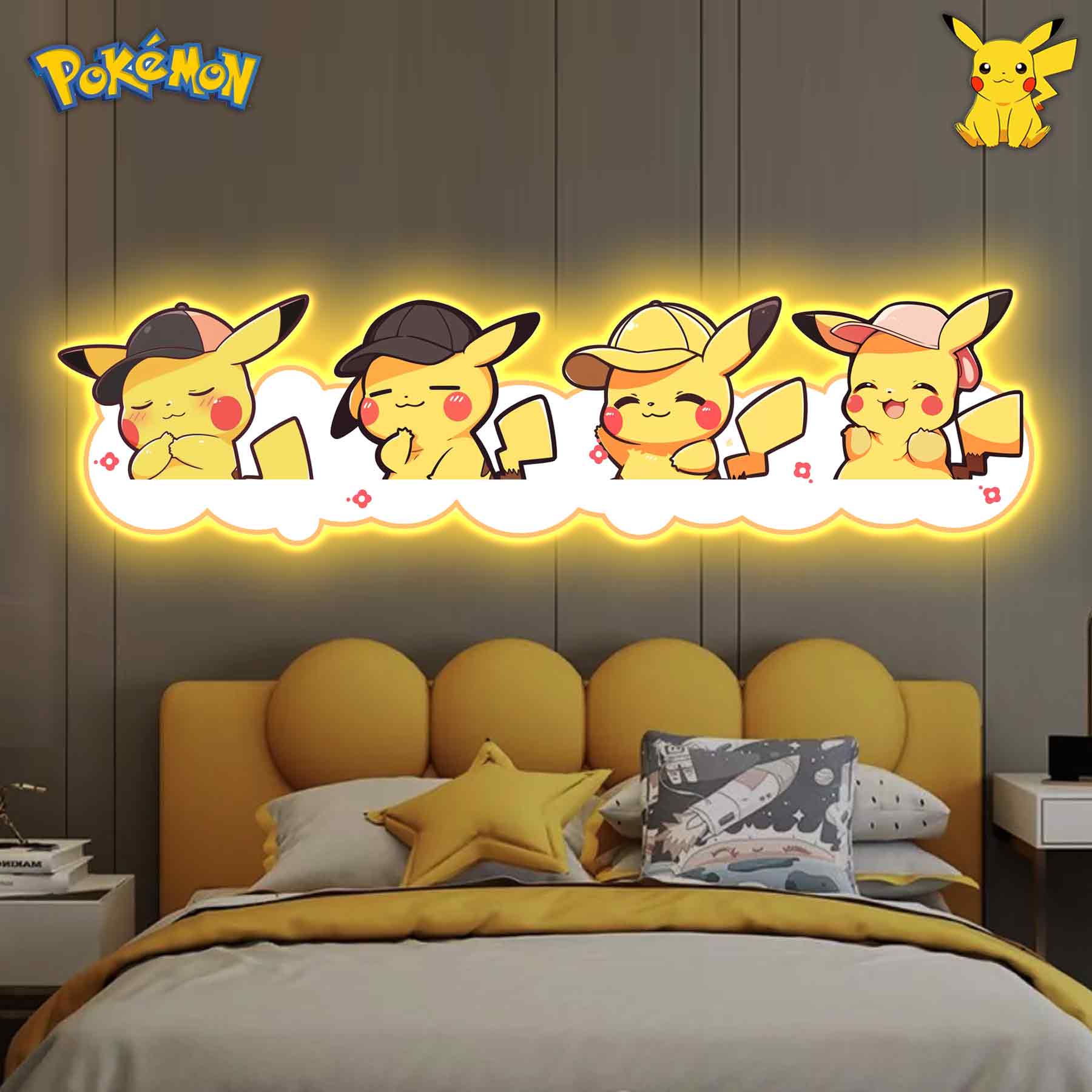 【週邊】阿喵畫社-帽子皮卡丘燈帶畫