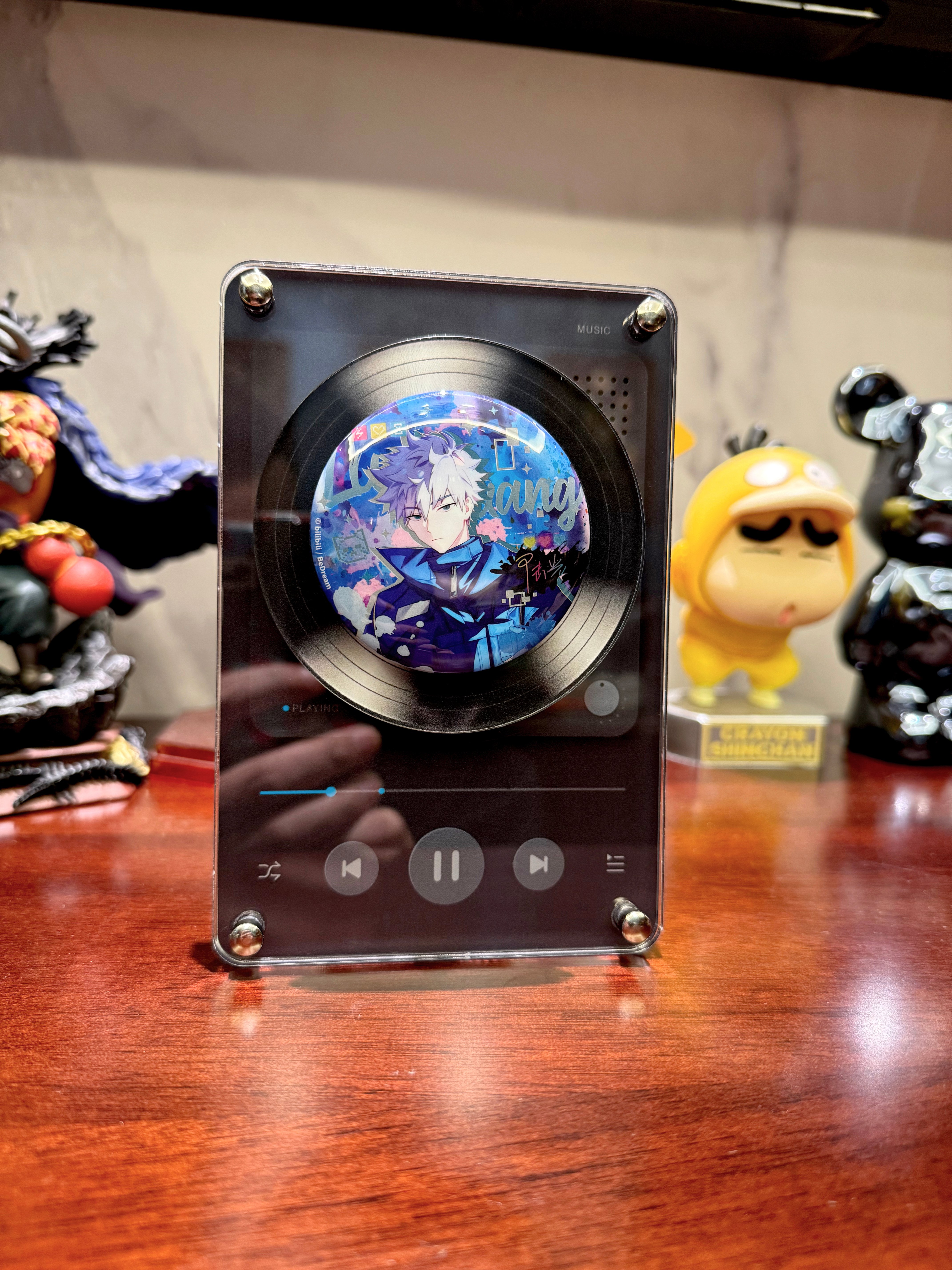 【週邊】萌萌匠-NFC亞克力音樂旋轉唱片吧唧託我推谷美