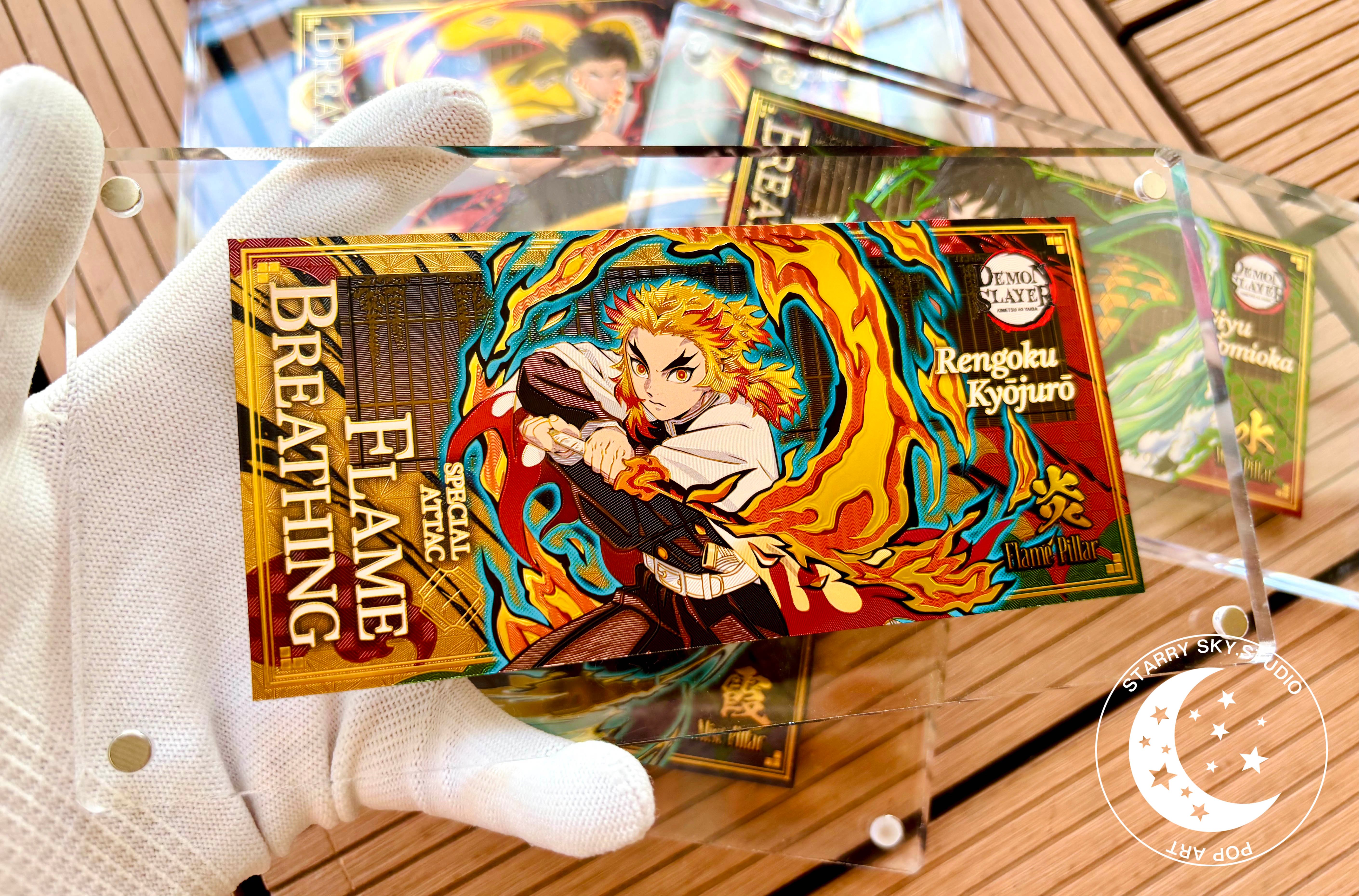 【週邊】星空工作室-九柱折光鐳射版畫磚 鬼滅之刃無限城篇炎柱煉獄杏壽郎富岡義勇蝴蝶忍