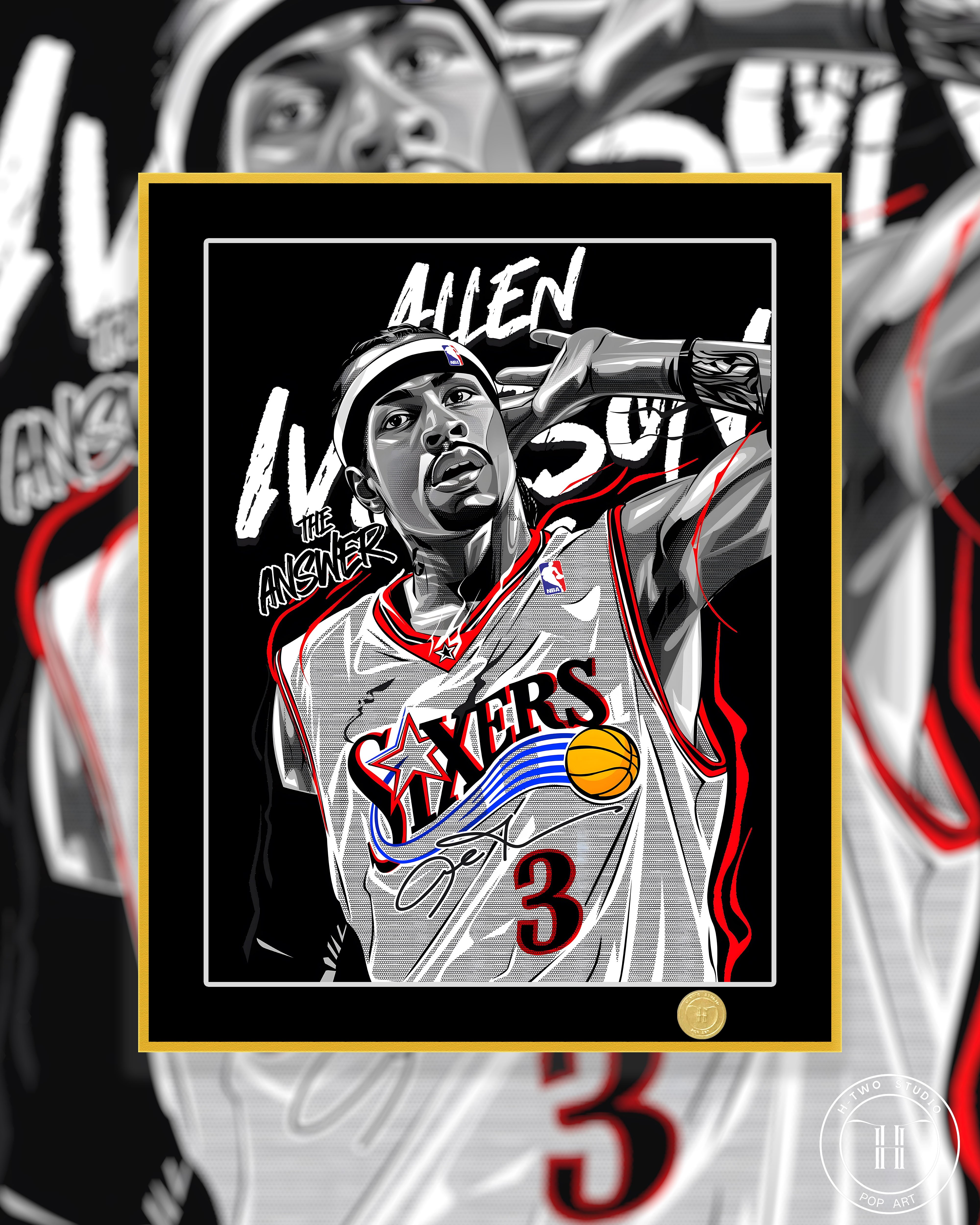 【週邊】H2工作室-阿倫艾佛森 NBA費城76人答案艾佛森Iverson裝飾畫