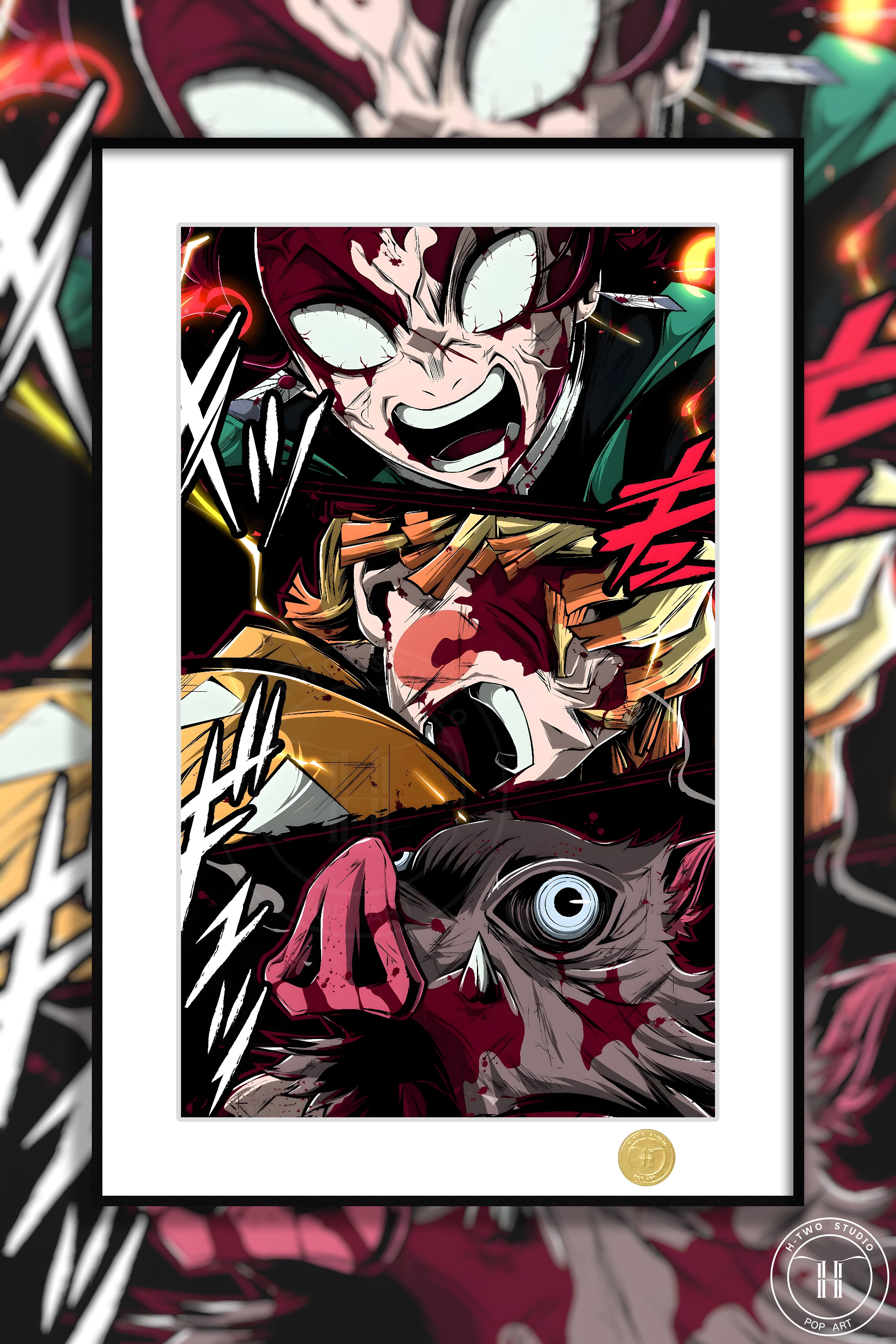 【週邊】H2工作室-魚糕組 鬼滅之刃灶門炭治郎我妻善逸嘴平伊之助裝飾畫