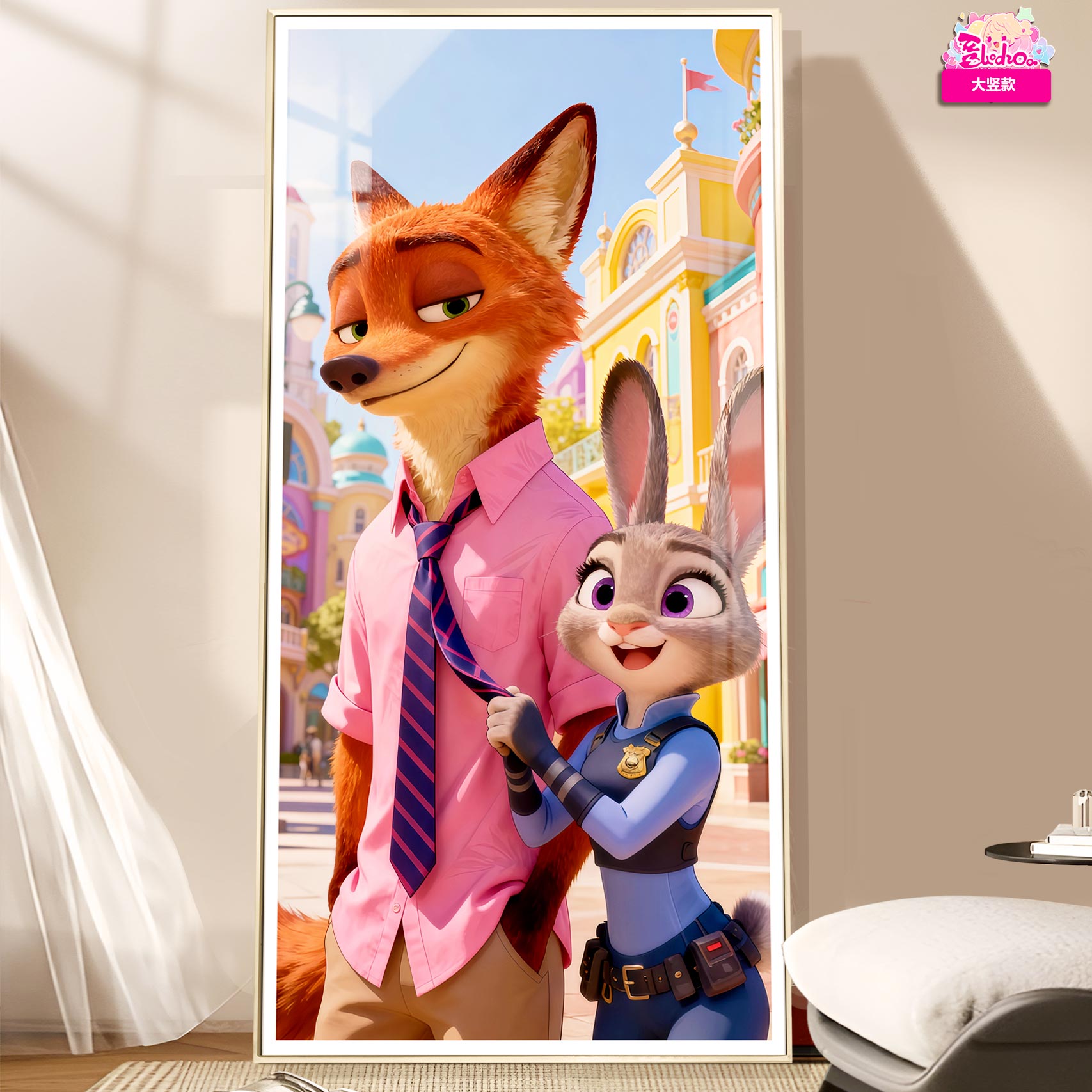 【週邊】阿喵畫社－動物方程式 尼克＆茱蒂 大竪款 裝飾畫