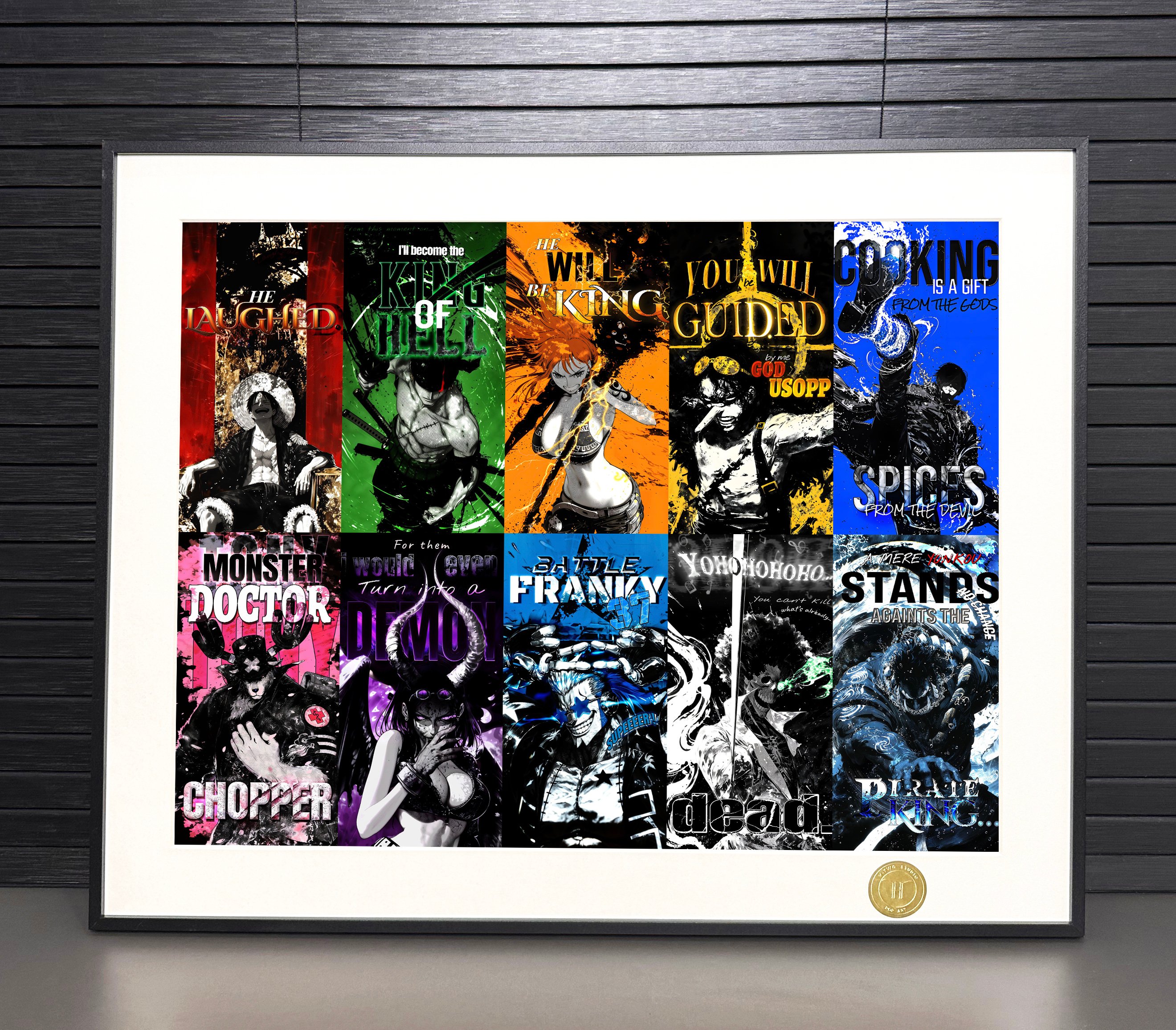 【週邊】H2工作室-爆熱草帽團 海賊王路飛索隆娜美喬巴羅賓山治動漫二次元裝飾畫