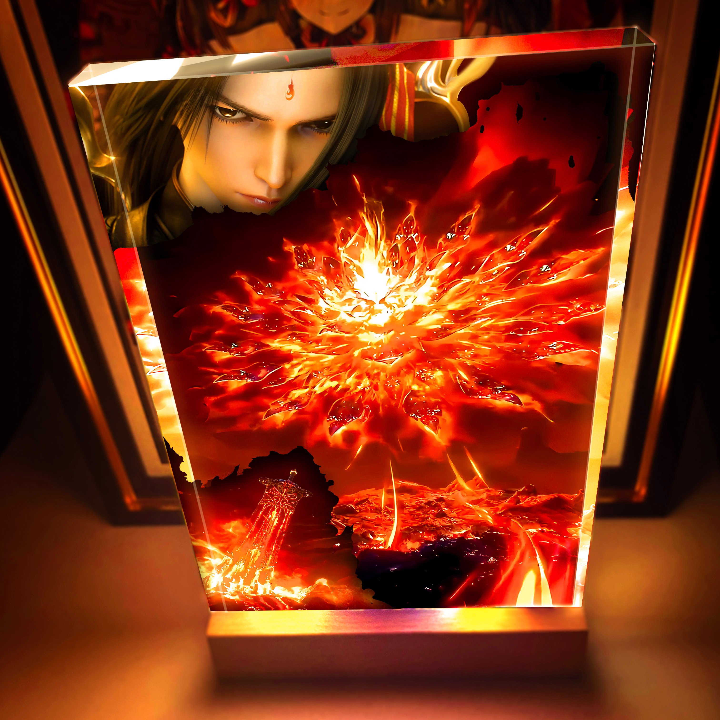 【週邊】阿喵畫社－無盡火域 炎帝蕭炎 發光展示卡磚
