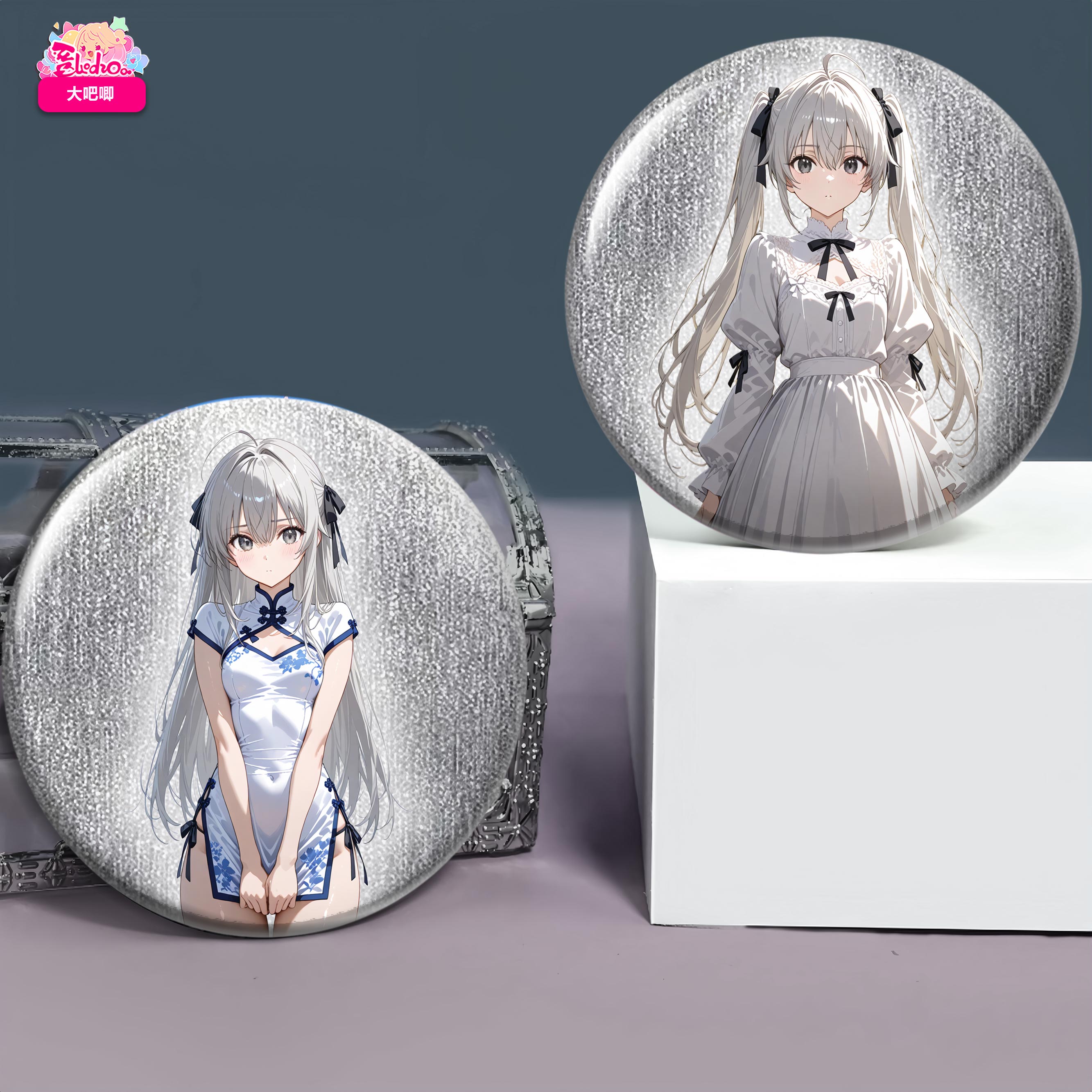 【週邊】阿喵畫社－緣之空 春日野穹組合 雙閃特大徽章