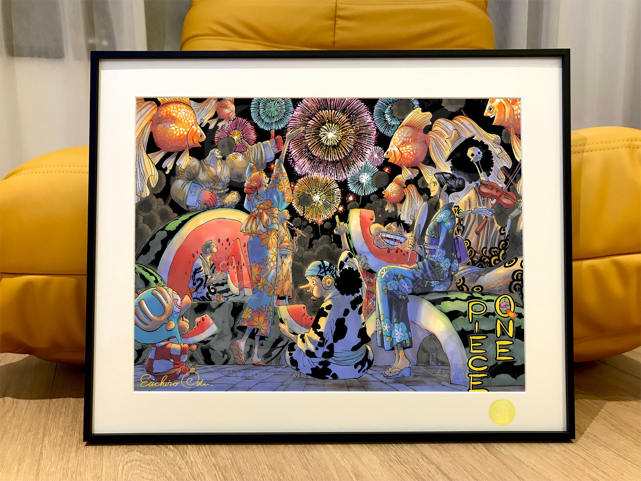 【週邊】星空工作室－海賊王 煙火草帽團 裝飾畫