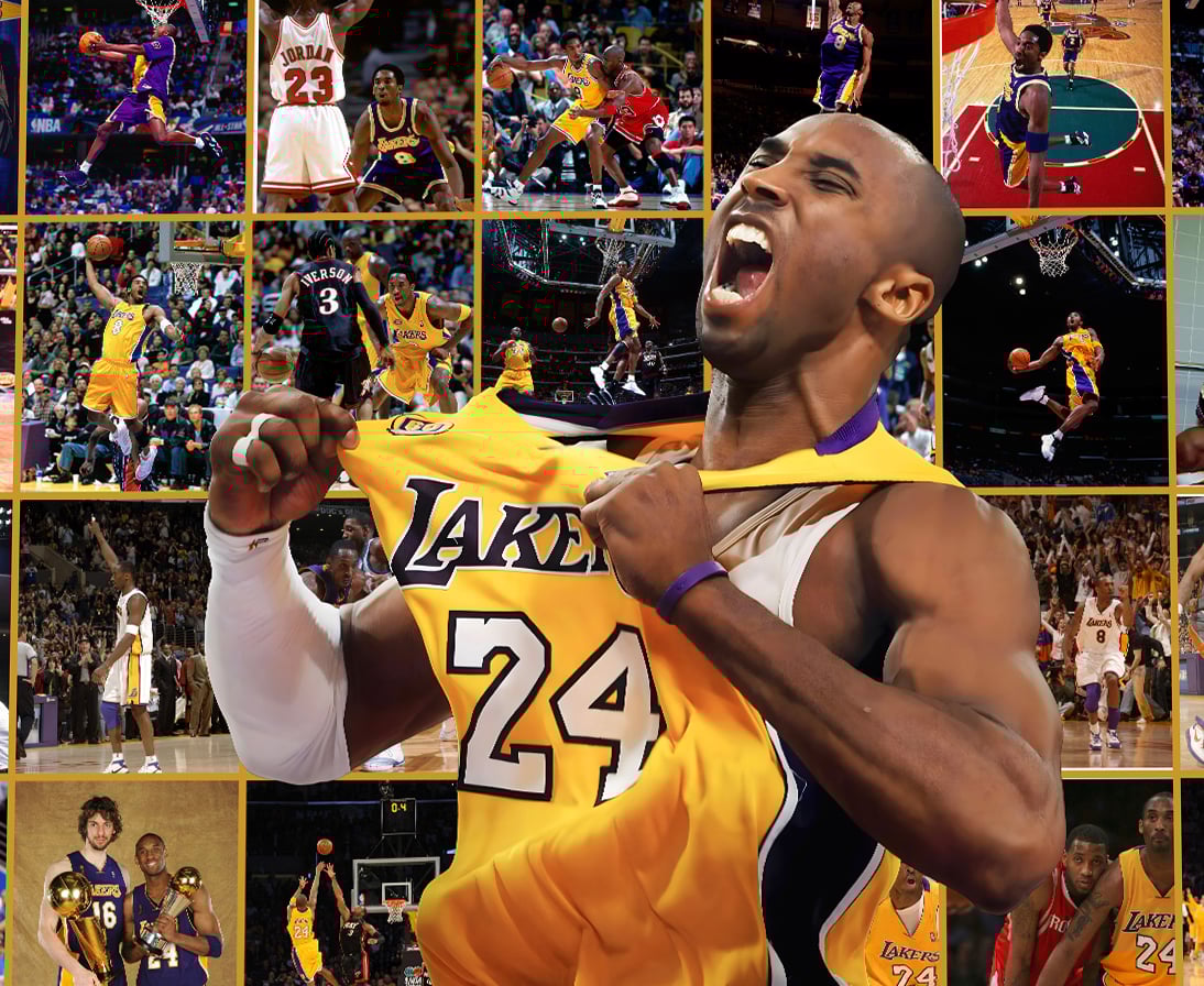 【週邊】H2工作室-NBA科比布萊恩黑曼巴湖人隊裝飾畫