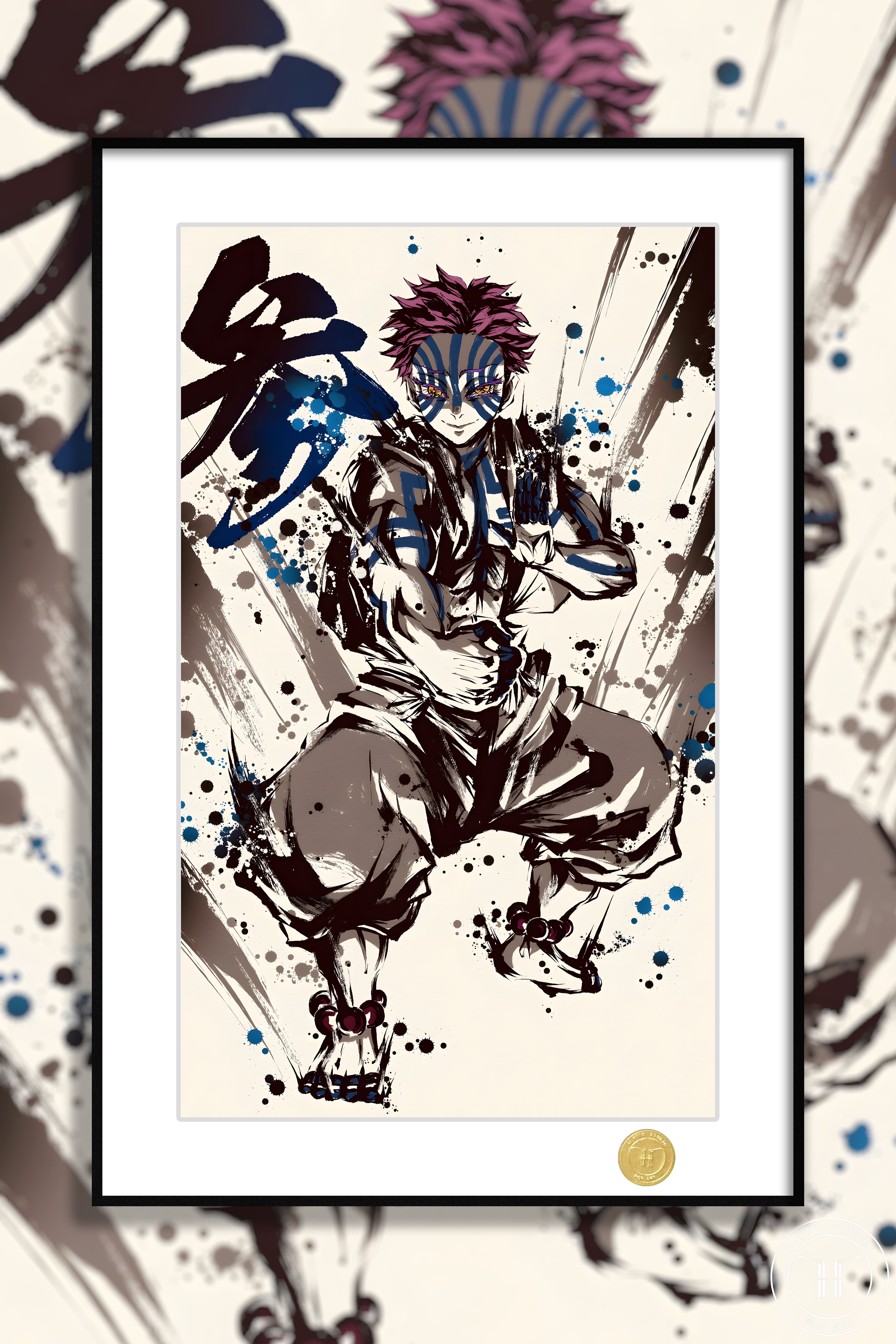 【週邊】H2工作室-猗窩座 鬼滅之刃 狛治戀雪上弦之三動漫二次元裝飾畫