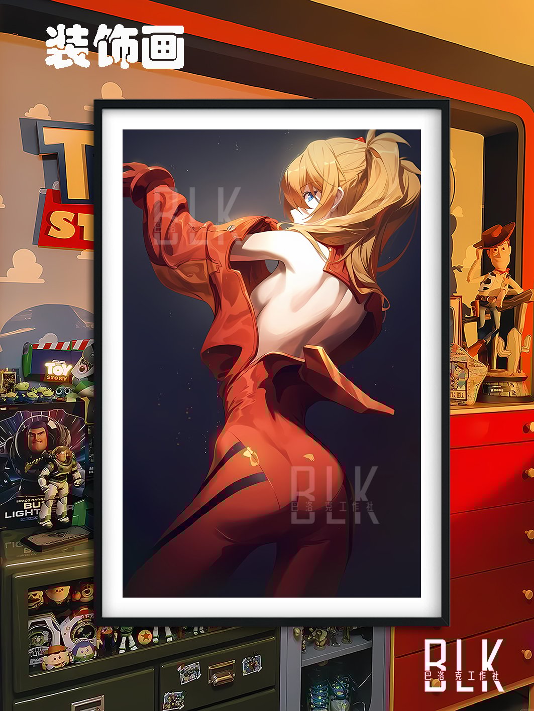 【週邊】巴洛克－新世紀福音戰士 明日香背影 裝飾畫&冰箱貼
