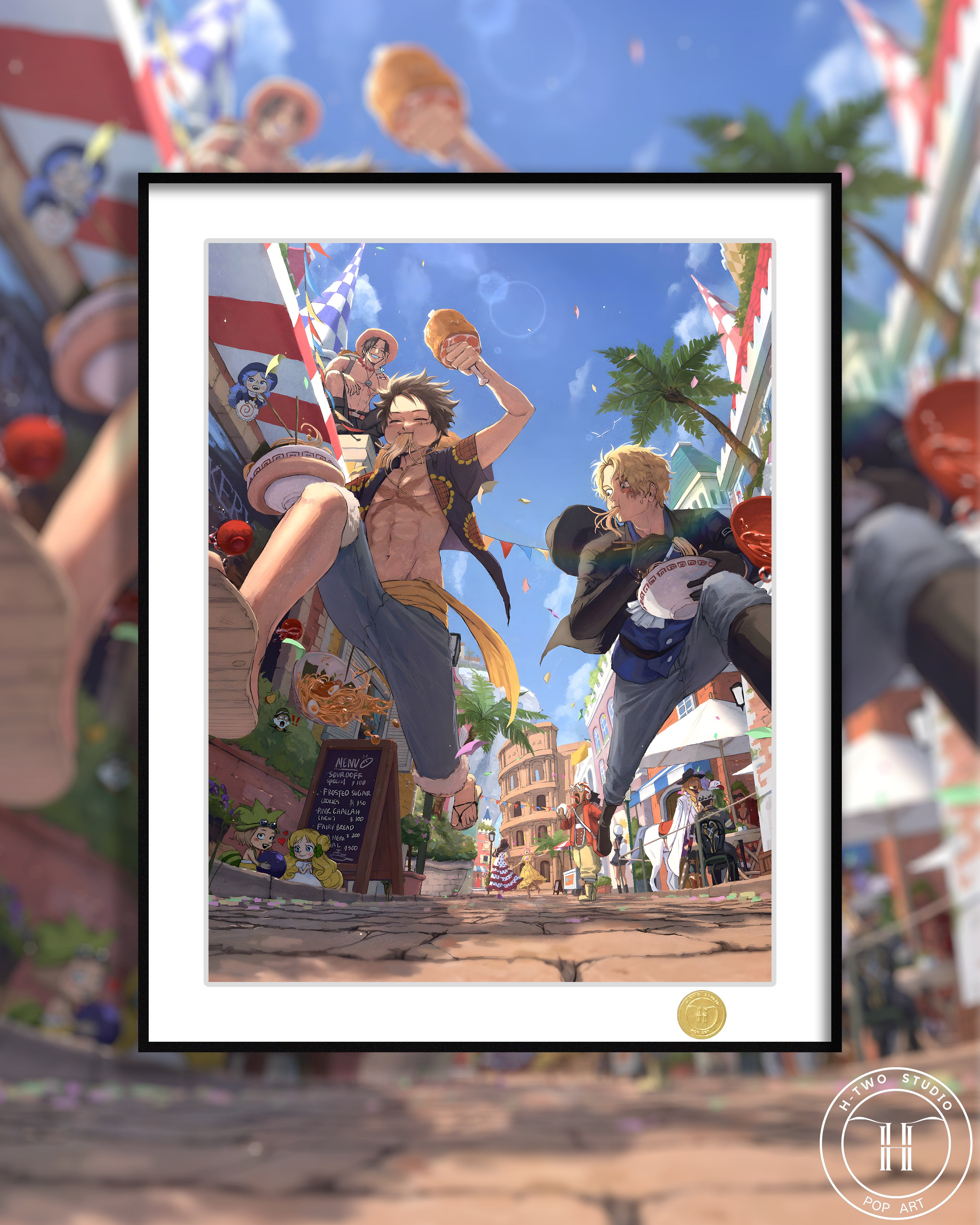 【週邊】H2工作室-三兄弟 海賊王路飛艾斯薩博動漫裝飾畫