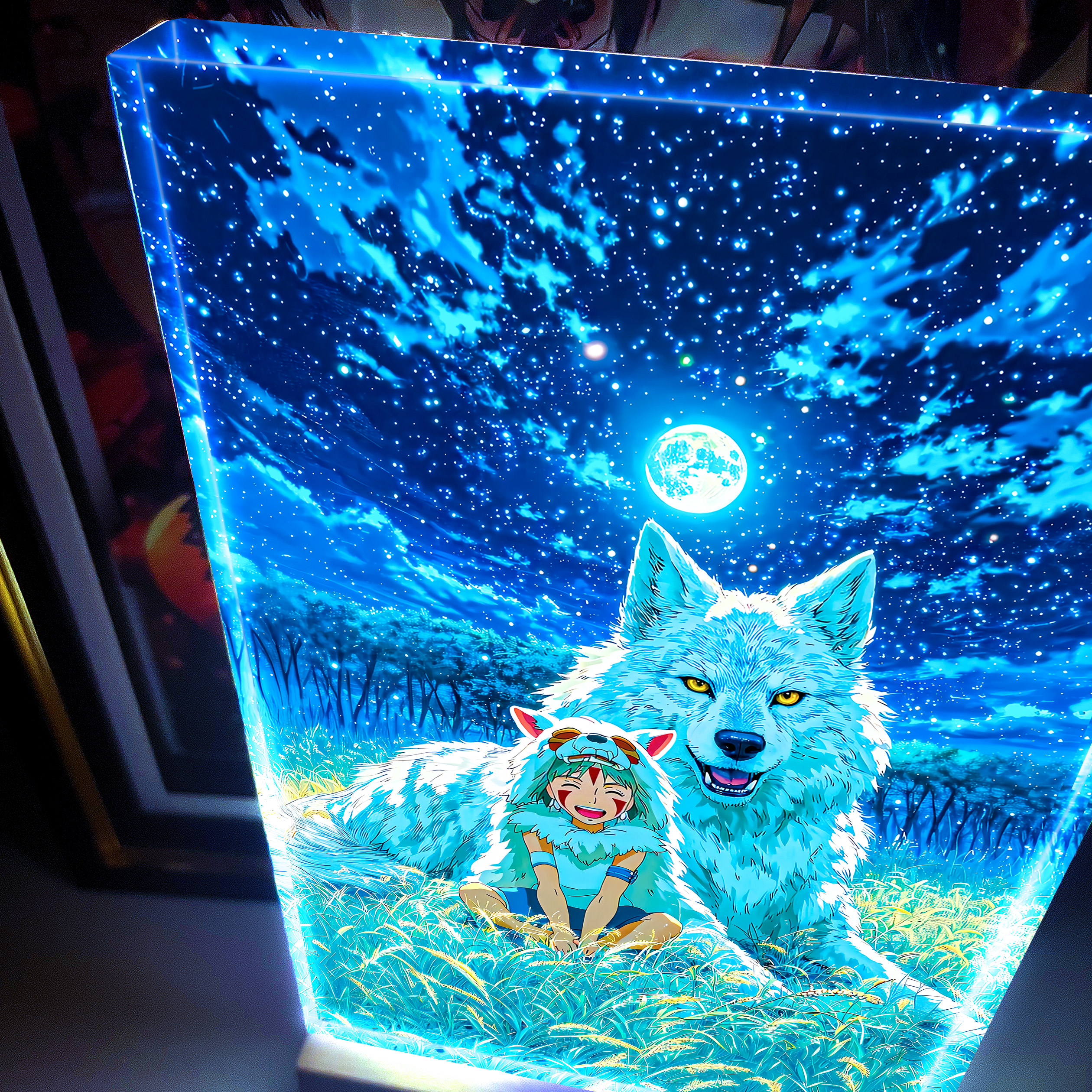 【週邊】阿喵畫社－宮崎駿 幽靈公主 月光 發光卡磚