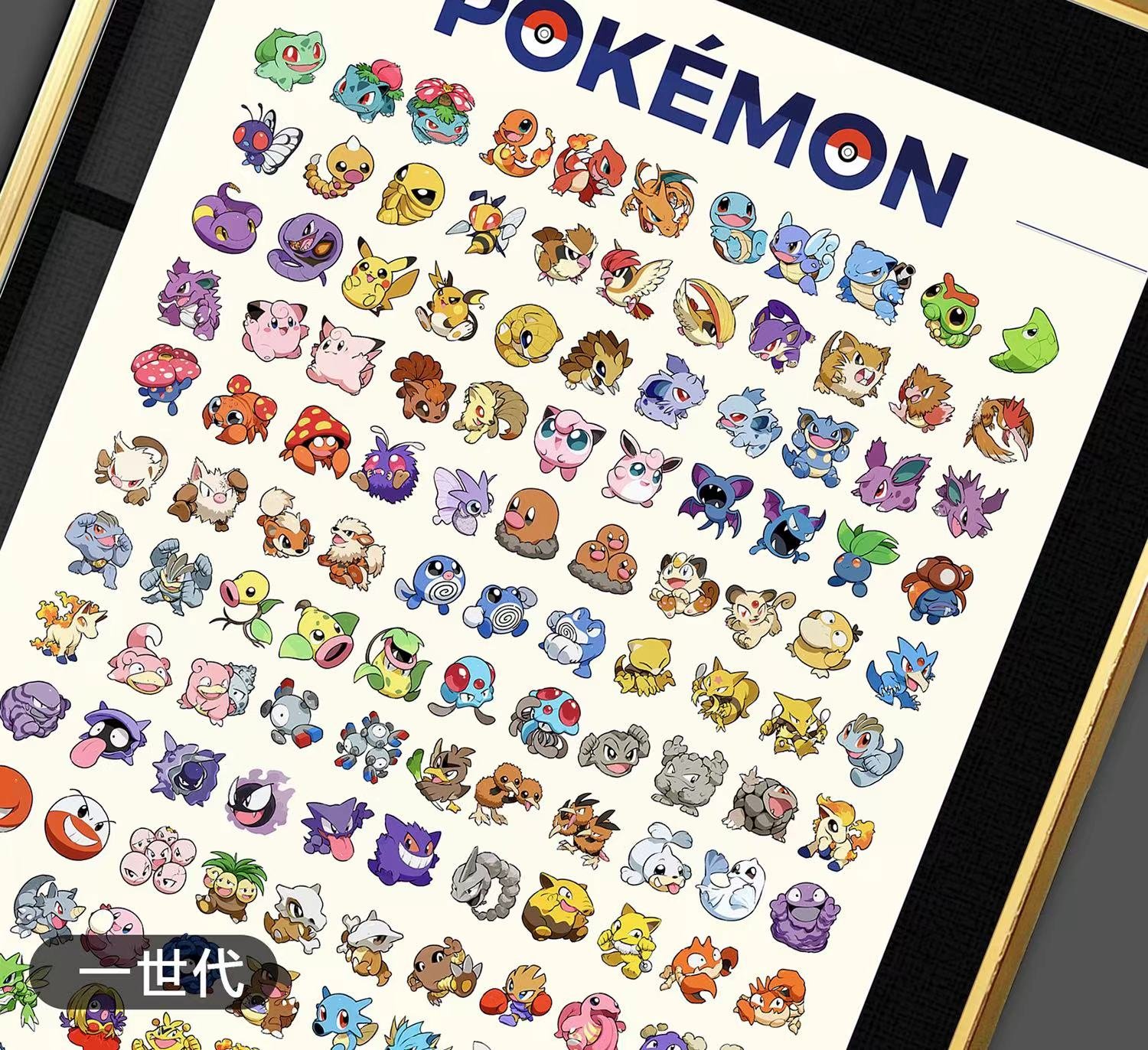 【週邊】千鳥社-精靈寶可夢二世代圖鑑皮卡丘瑪力露麗波克比裝飾畫