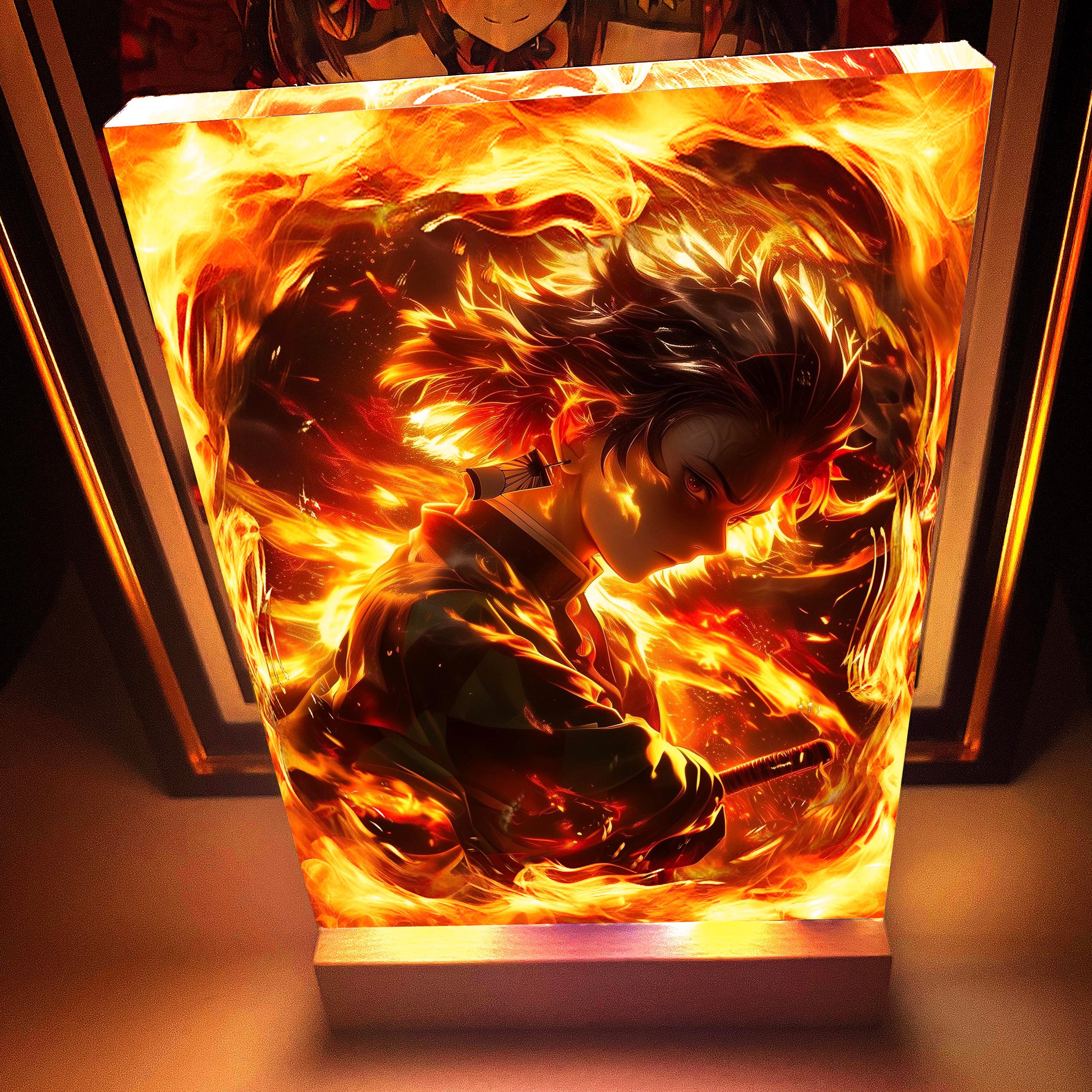 【週邊】阿喵畫社-發炎呼吸 炭治郎發光透明卡磚