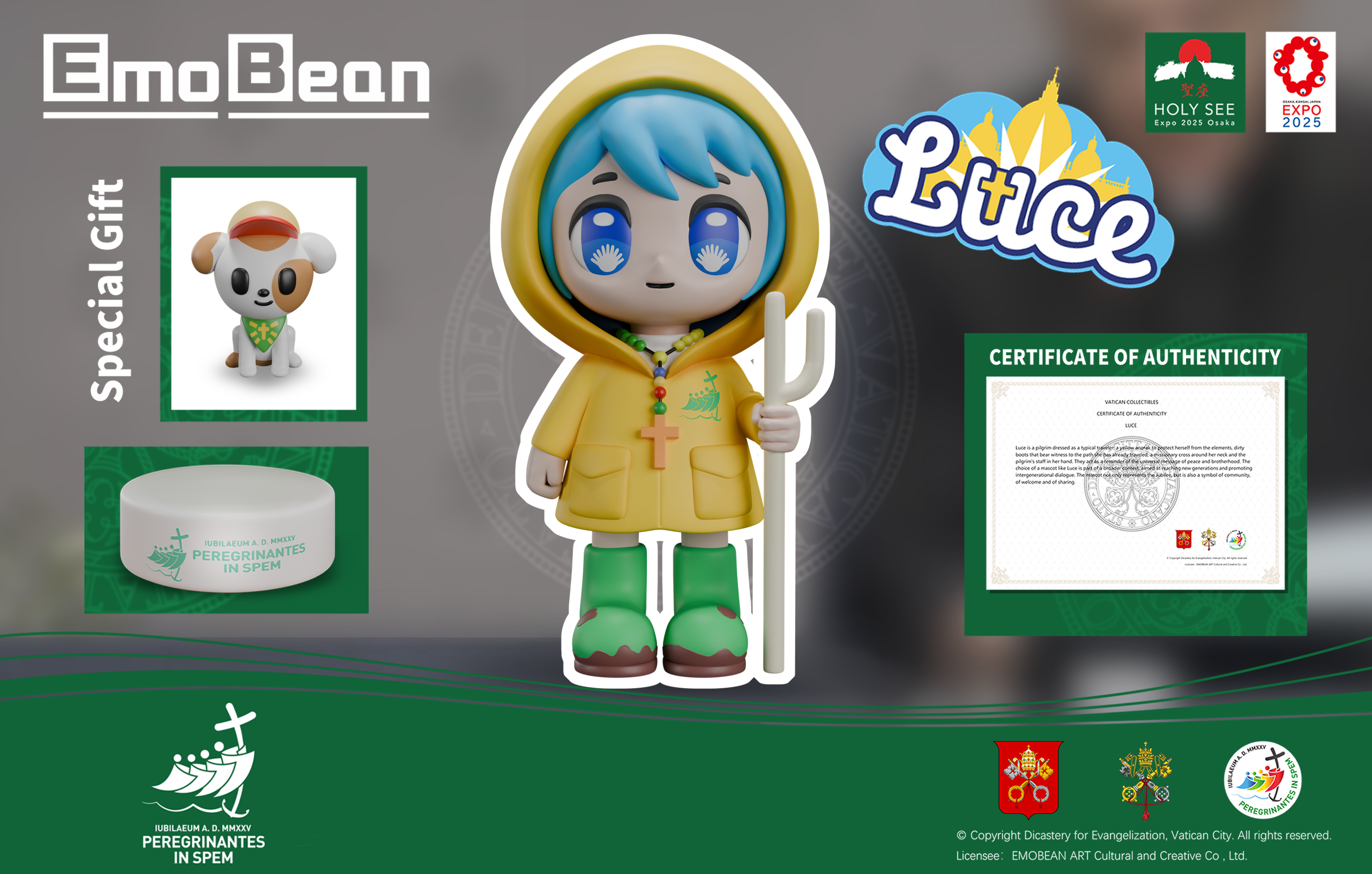 【正版授權】EmoBean-LUCE 梵蒂岡娃娃 2025世博會吉祥物