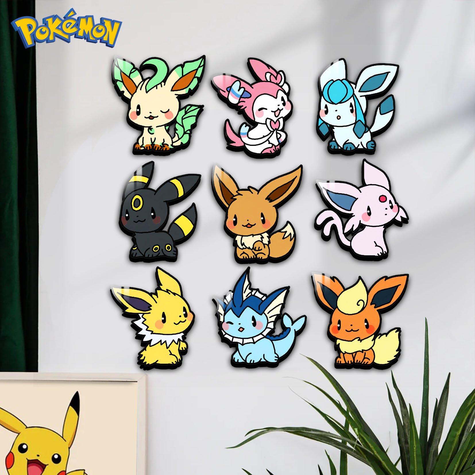 【週邊】阿喵畫社-伊布家族背景牆