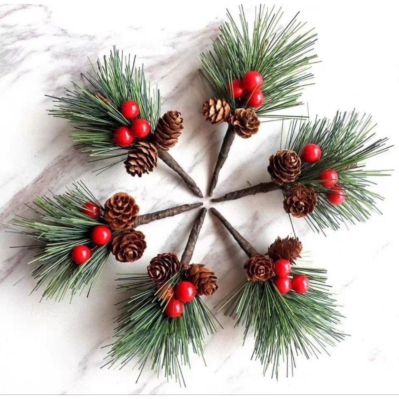 聖誕裝飾品/真松花仿松針紅果/漿果