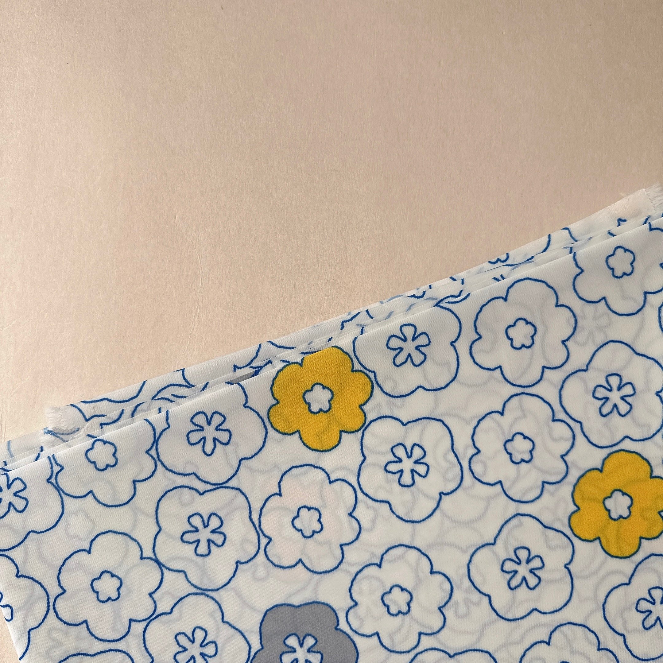 【 選布 】防水布 -藍色線條花