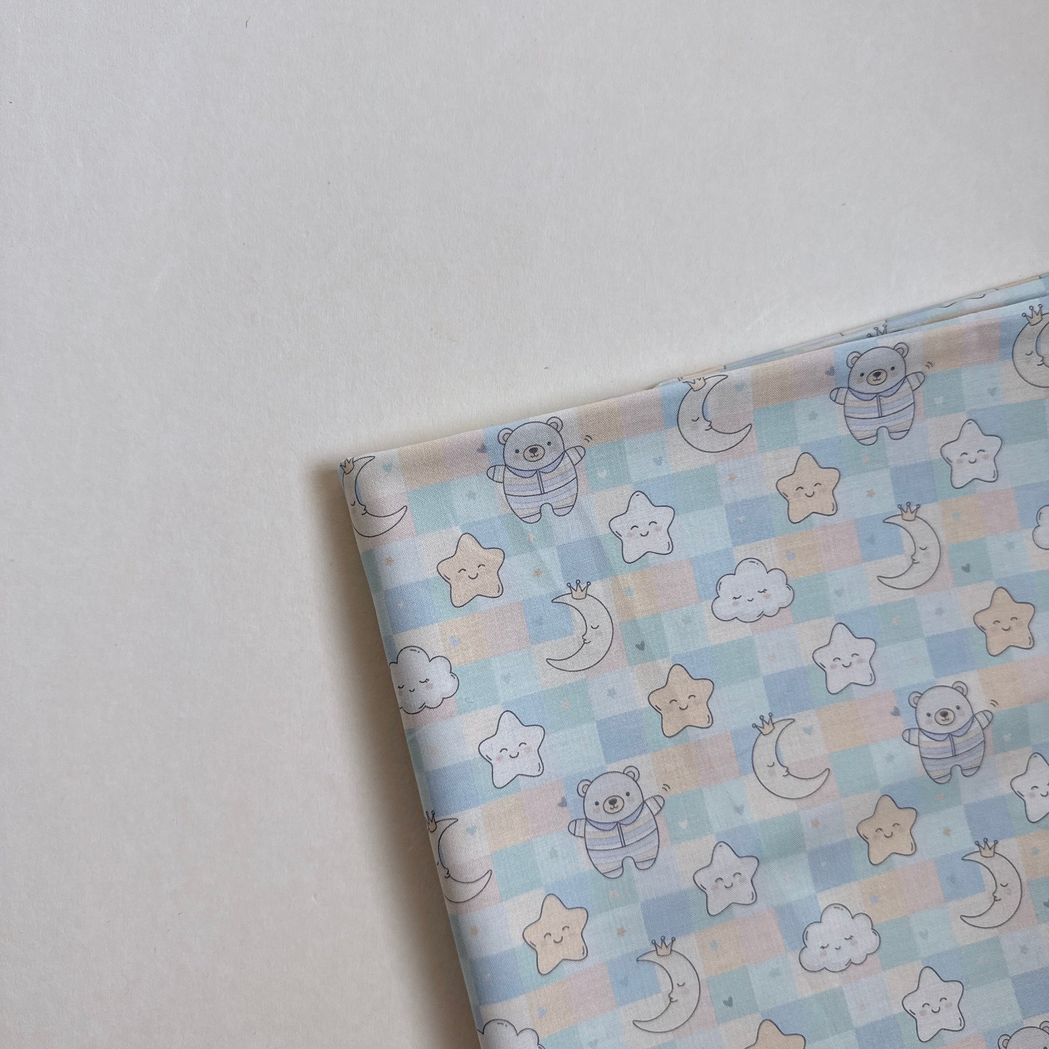 【 選布 】格子星星月亮 82