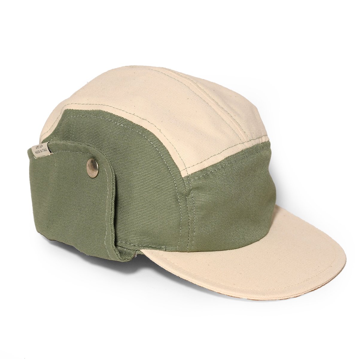 法國KiETLA 幼兒經典戶外運動帽(天然棉白&綠)