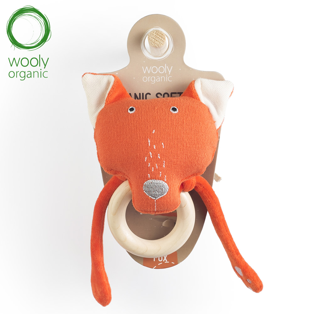 WoolyOrganic有機棉絨 咬咬木質固齒環(狐狸)