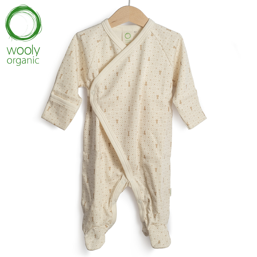 WoolyOrganic有機棉絨 側開襟長袖連腳褲(丹蜜淺棕)