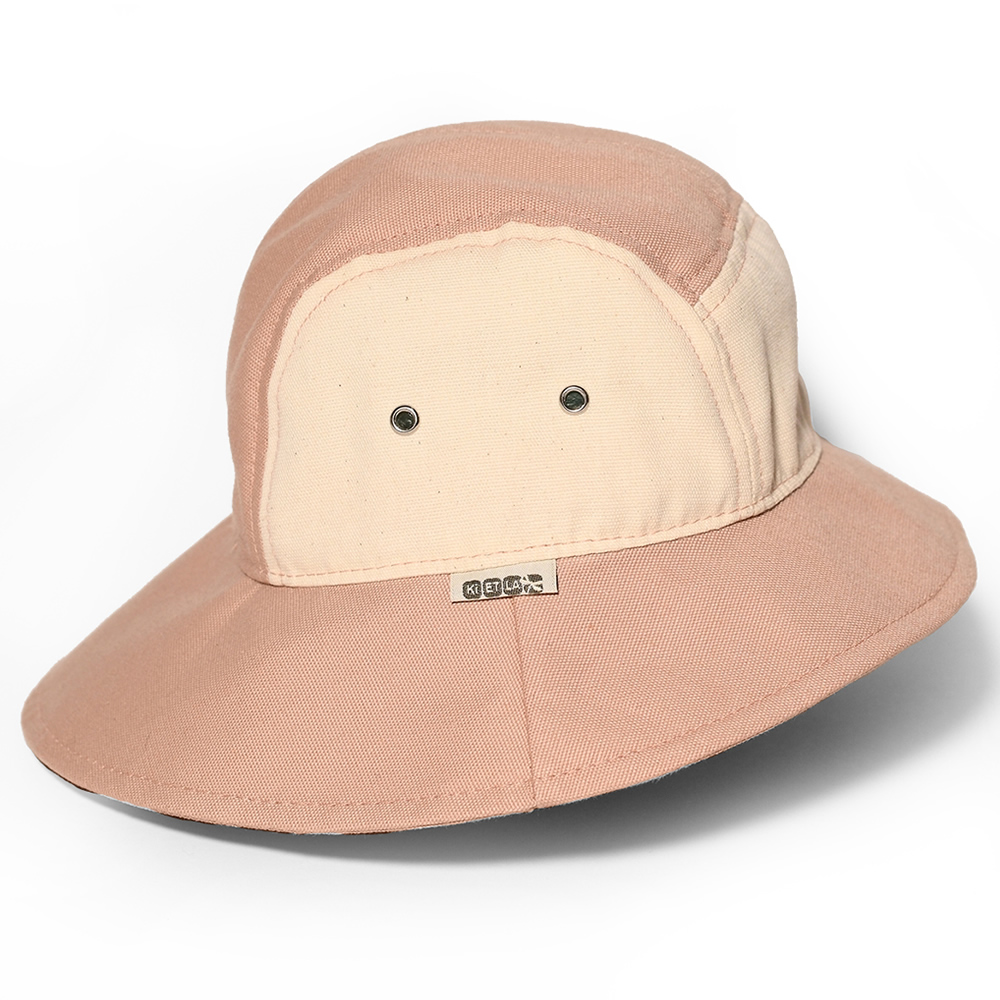 法國KiETLA 幼童休閒遮陽帽(天然棉白&粉)