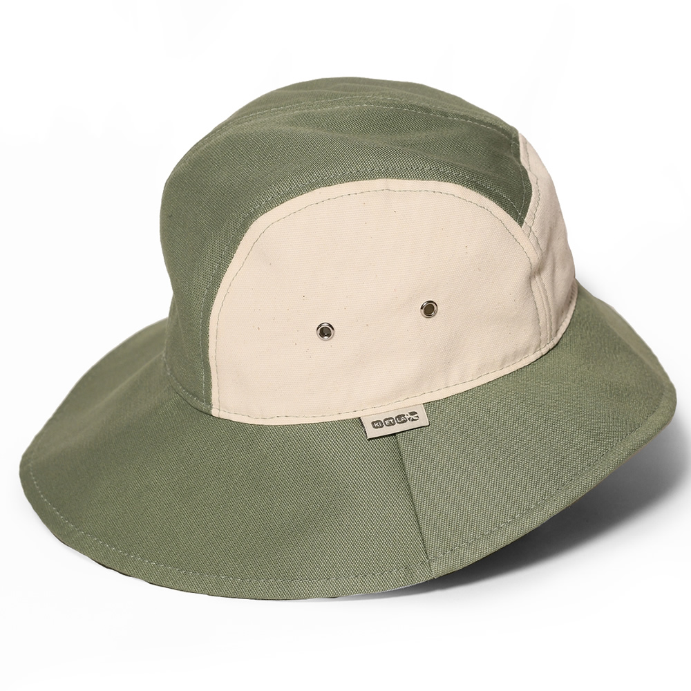 法國KiETLA 幼童休閒遮陽帽(天然棉白&綠)