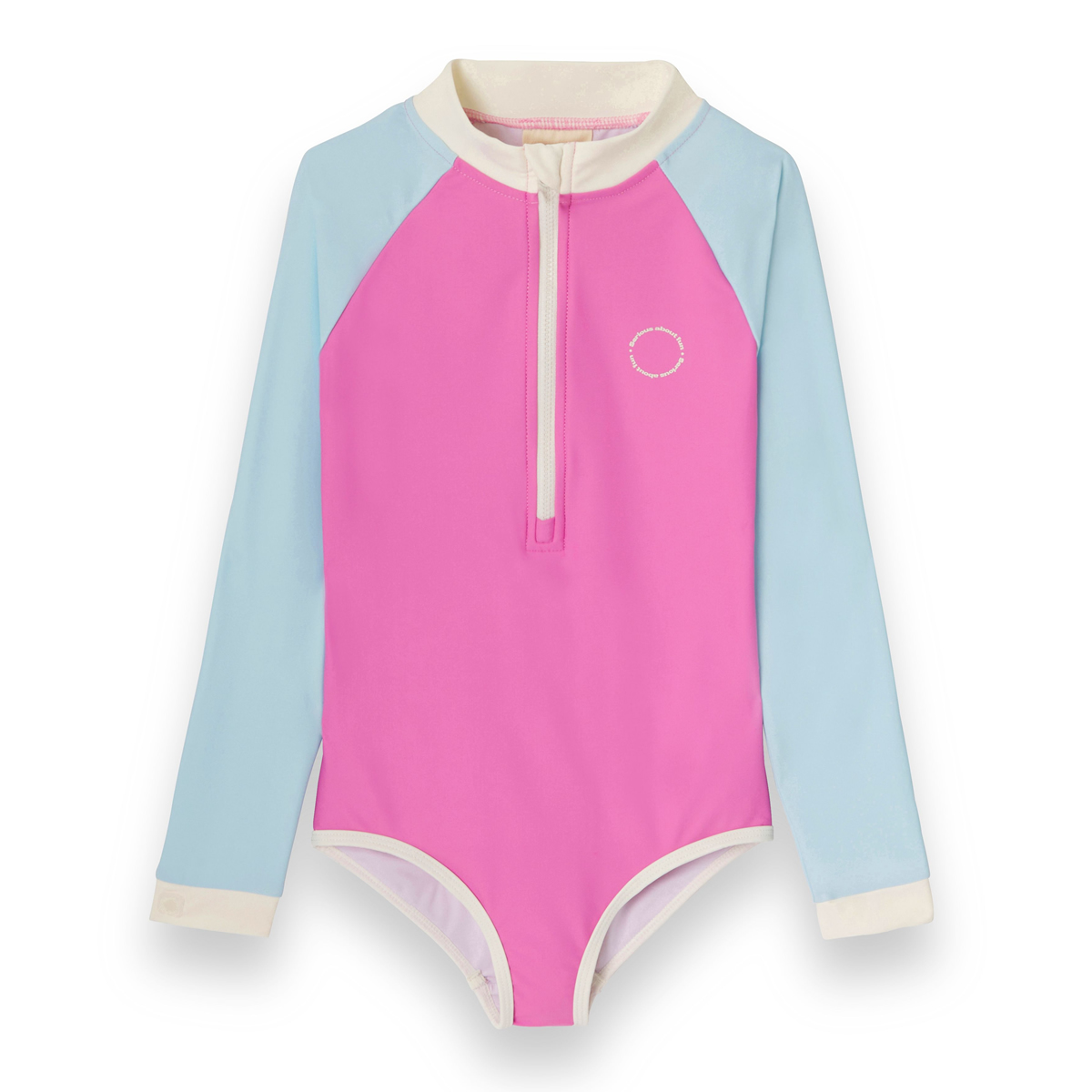 法國KiETLA ICONIK 女童長袖連身防曬泳衣(棉花糖粉藍)