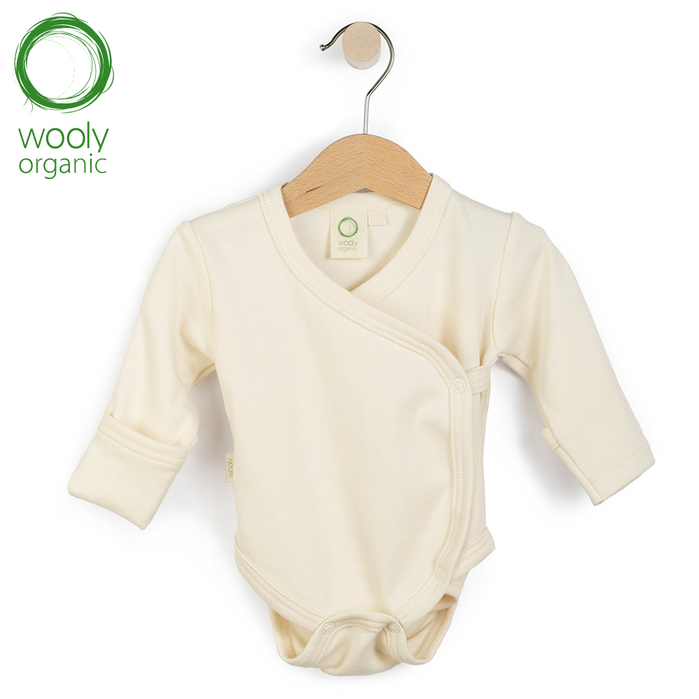 WoolyOrganic有機棉絨 側開襟包屁衣(原色米)