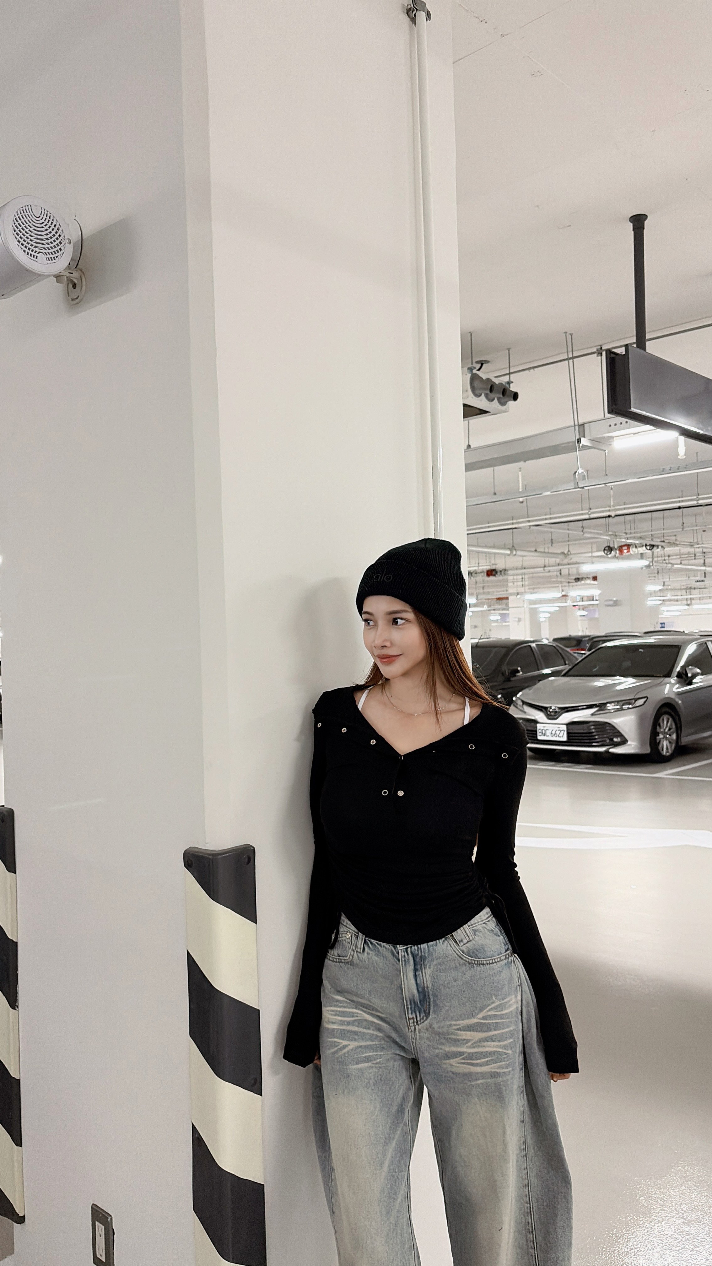 2026PILATES 歐美連帽透膚抽繩上衣 黑