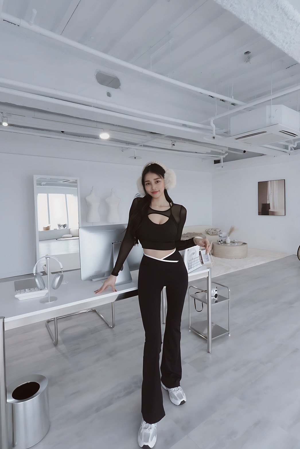 Sporty girl 小香撞色交叉喇叭瑜珈褲