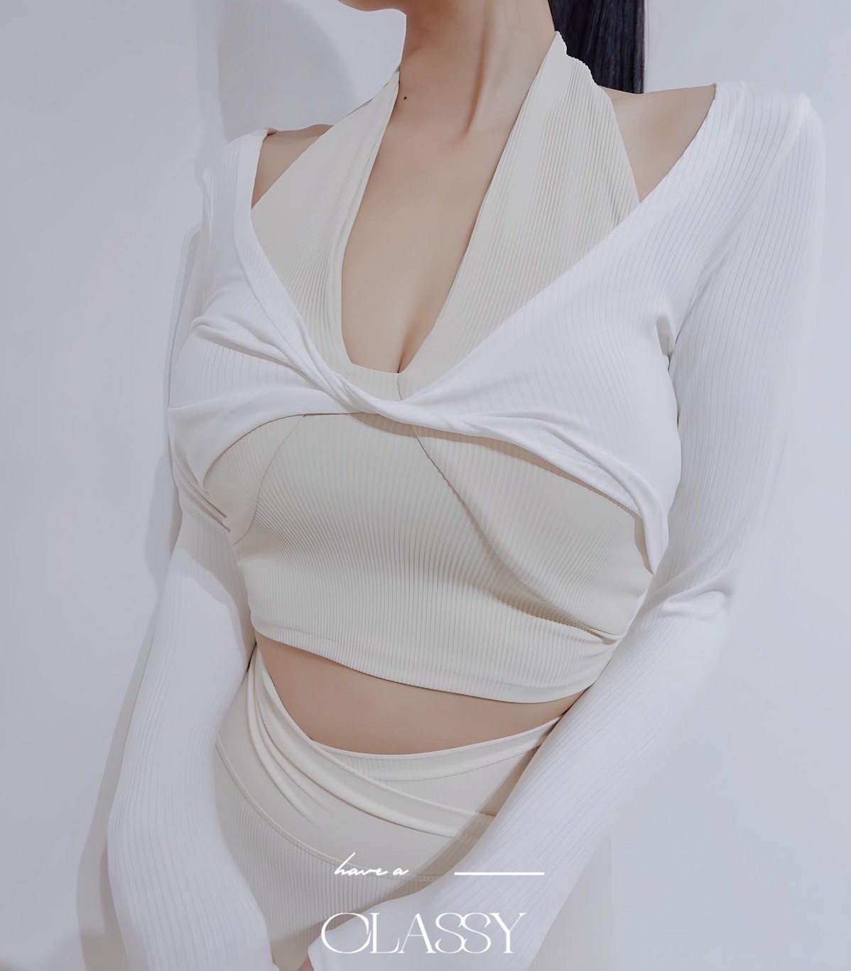 瑜珈服必收扭結小罩衫 白色