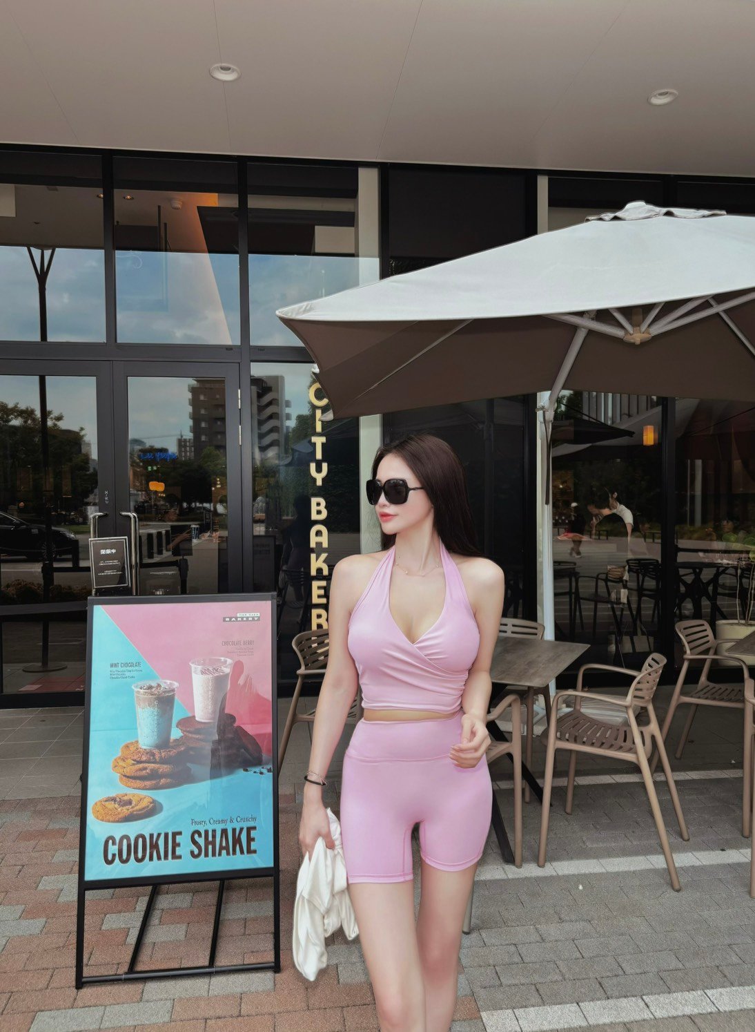 NAGOYA 極致繞脖交叉Bra+五分褲 粉