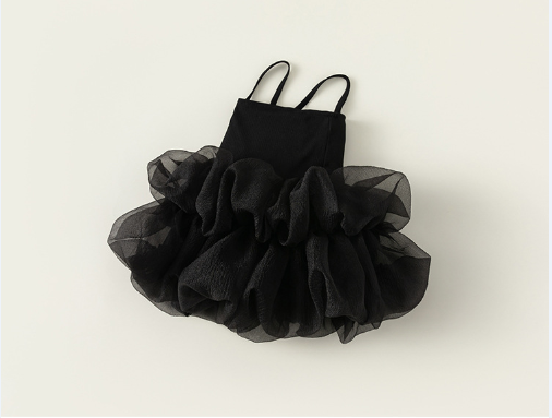 黑色細肩蓬蓬裙