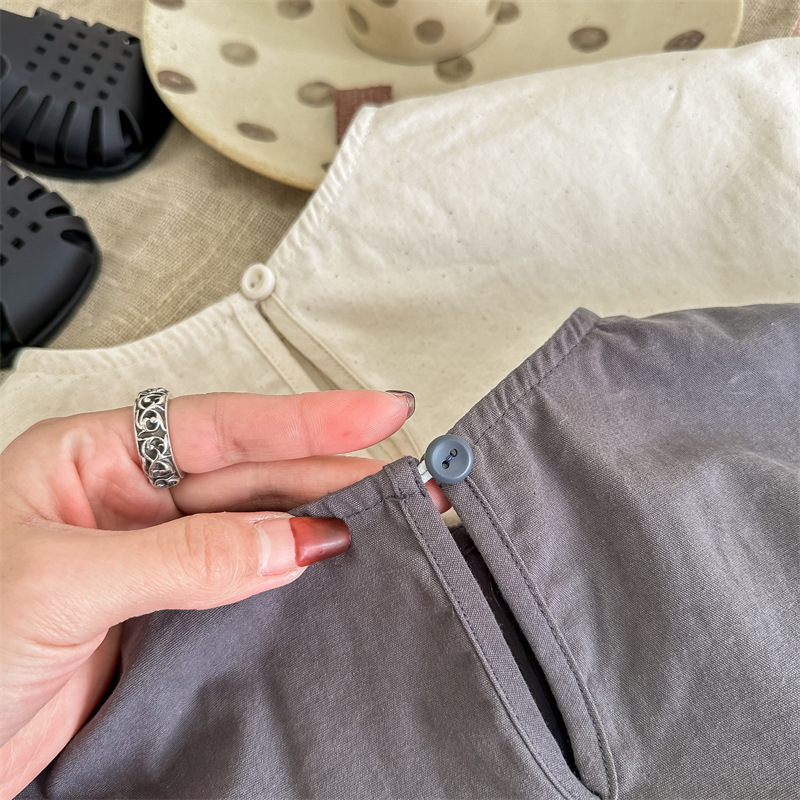 女童水洗泡泡袖短袖上衣