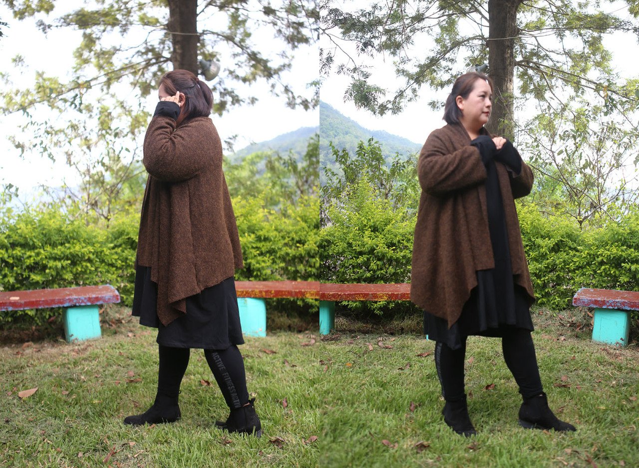 SEDA大尺碼~混毛披肩外套