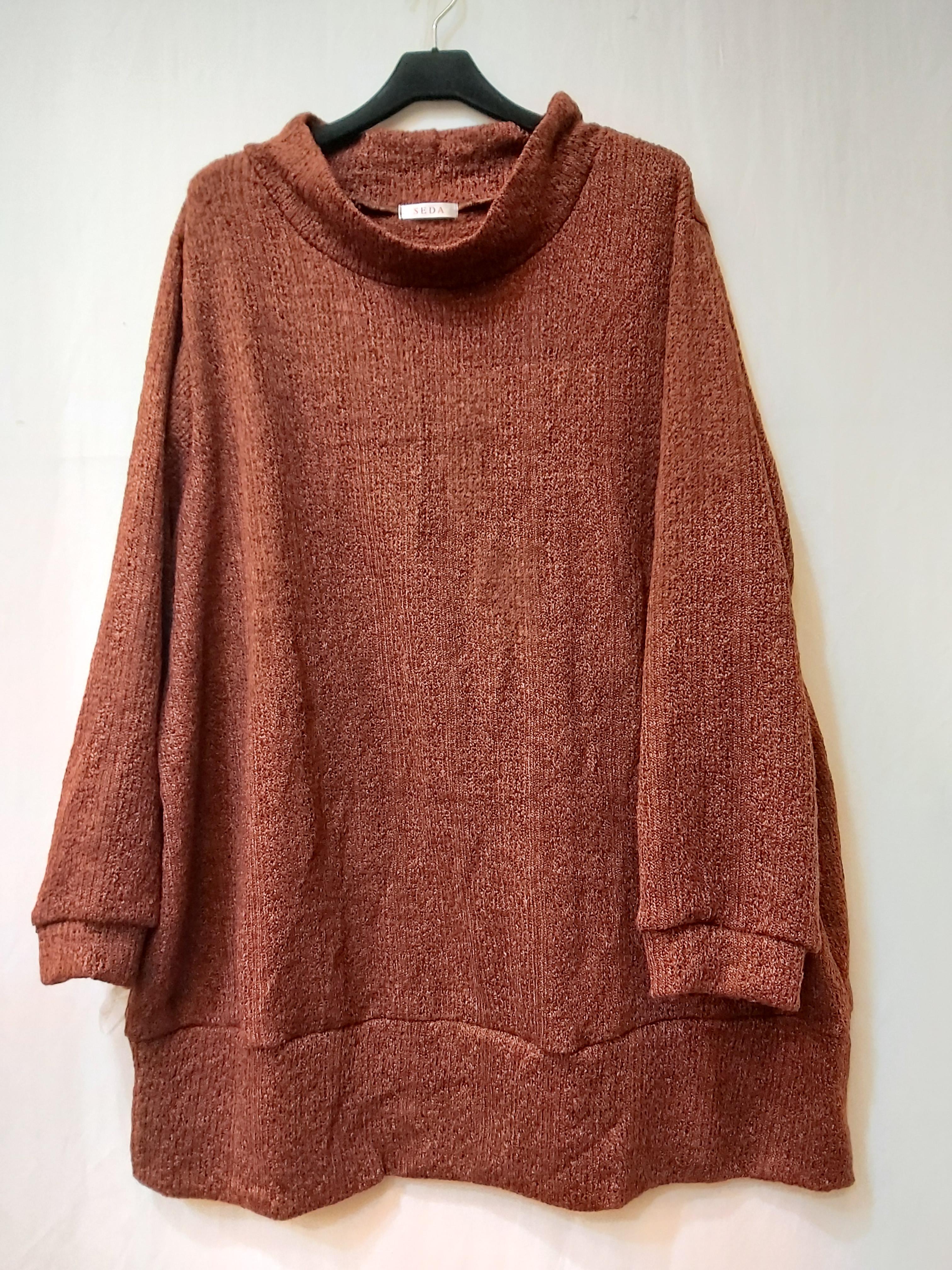 SEDA~超大尺碼寛領線衫長版上衣肩洋裝-20202023