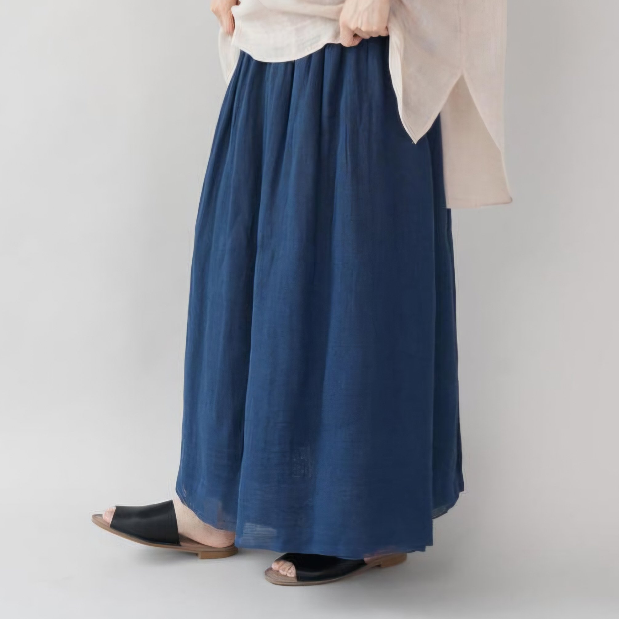 日本製四重紗鬆緊長裙
