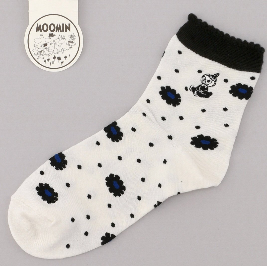 Moomin 小不點黑白中筒襪