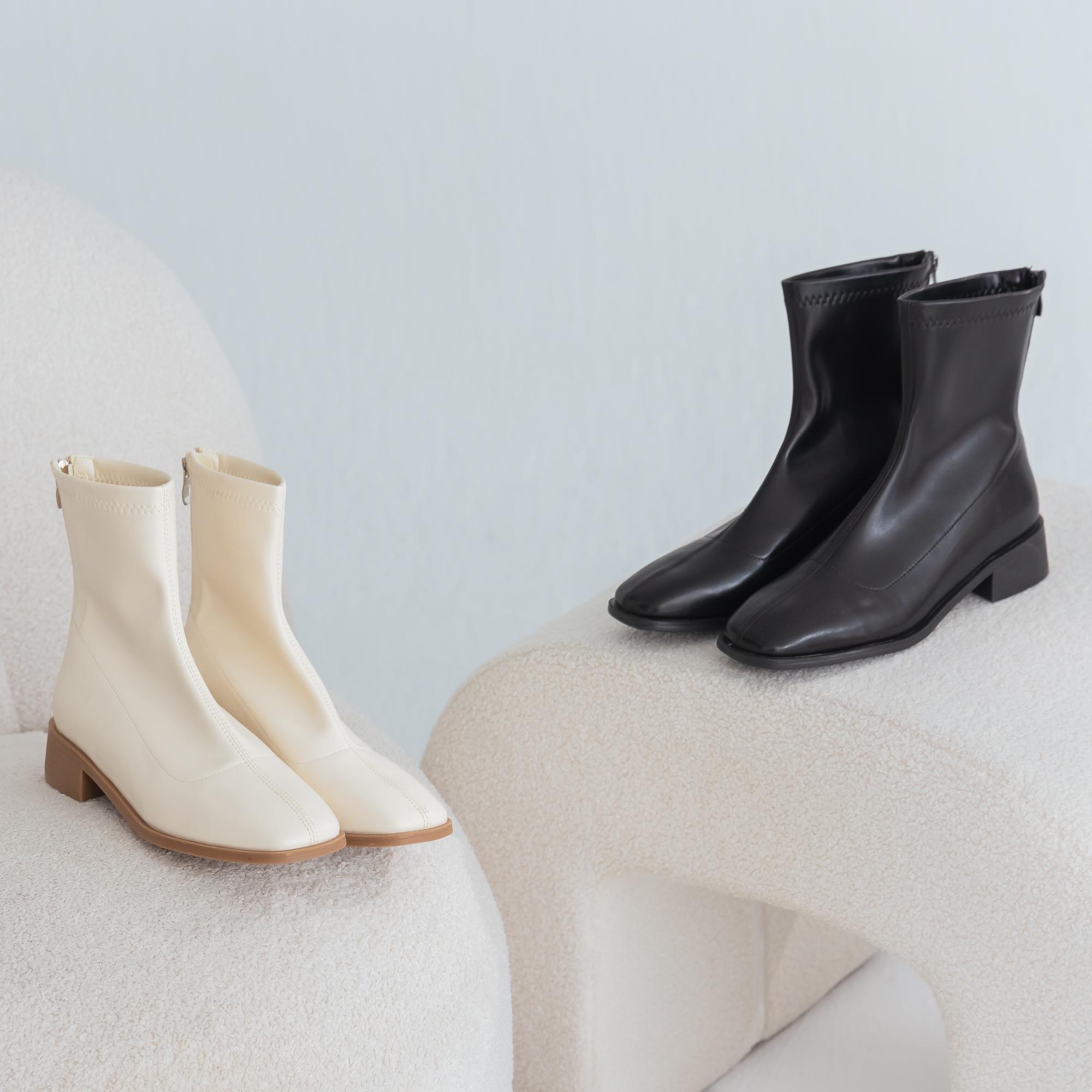 韓系襪套平底百搭短靴