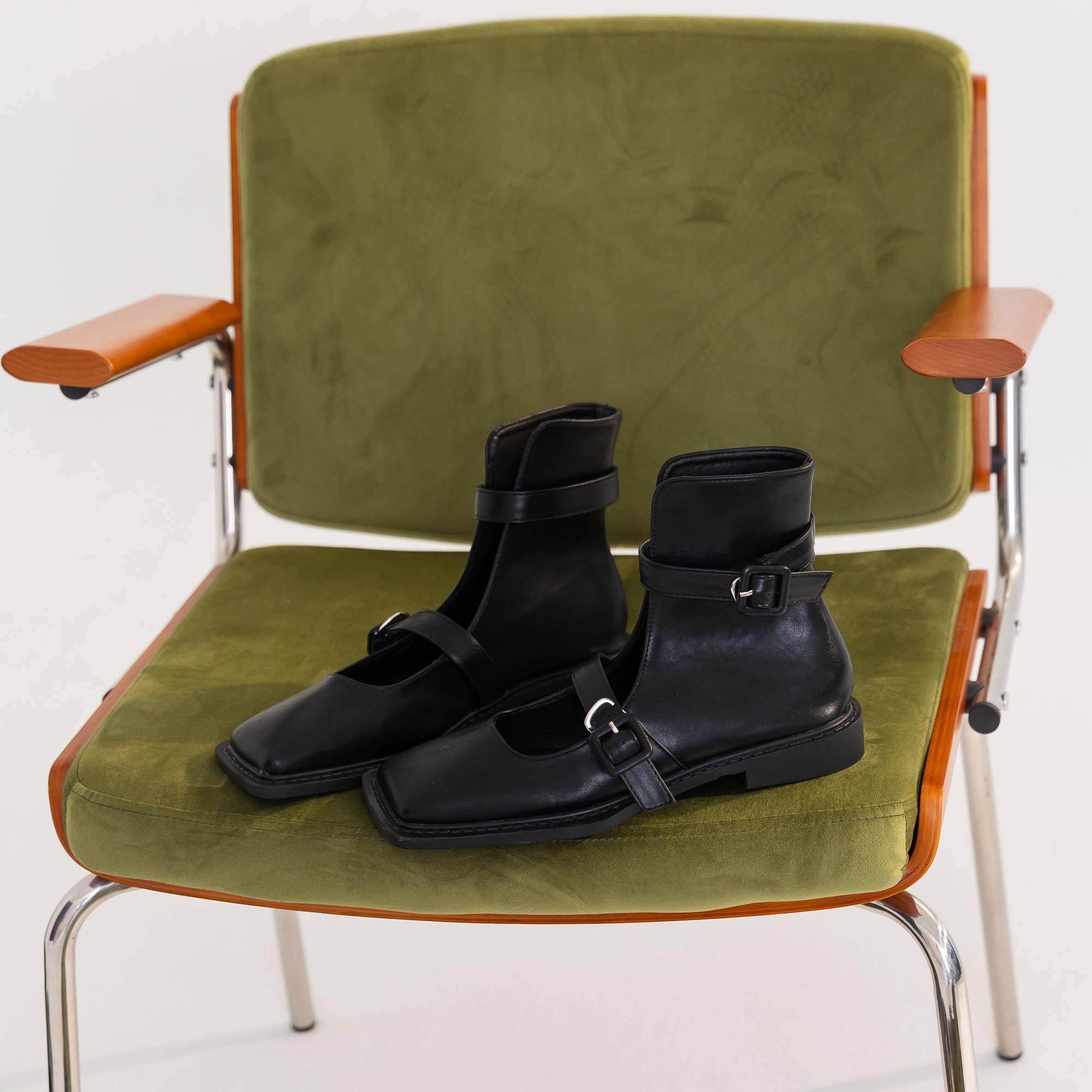 法式復古方頭高筒瑪莉珍鞋